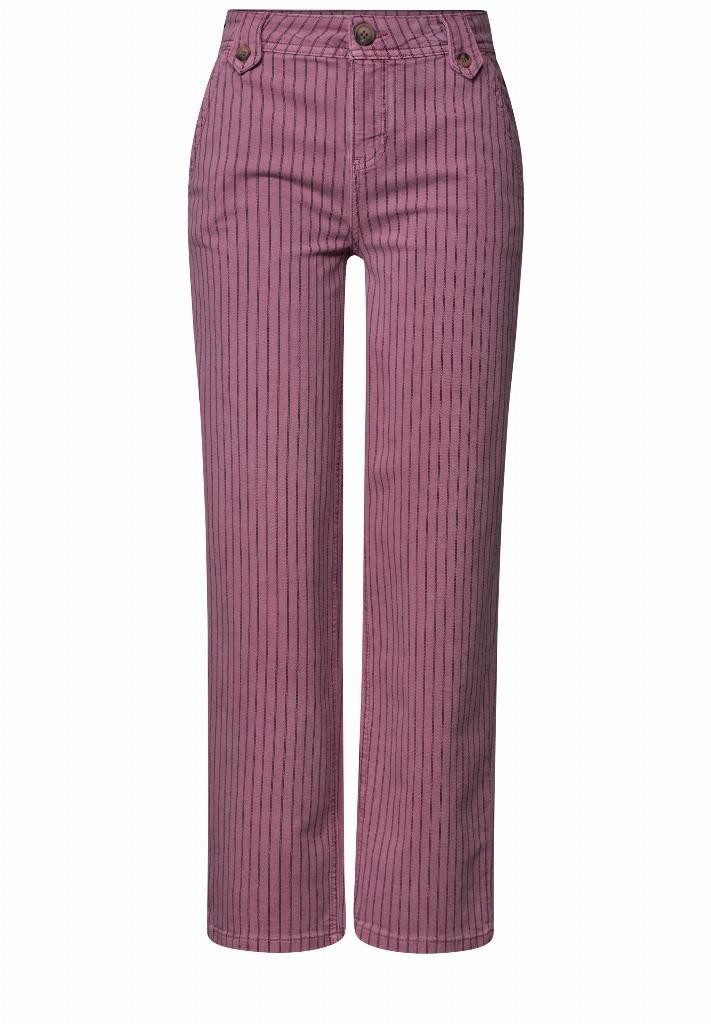 STREET ONE 5-Pocket-Jeans High Waist Straight Leg Jeans mit Streifen