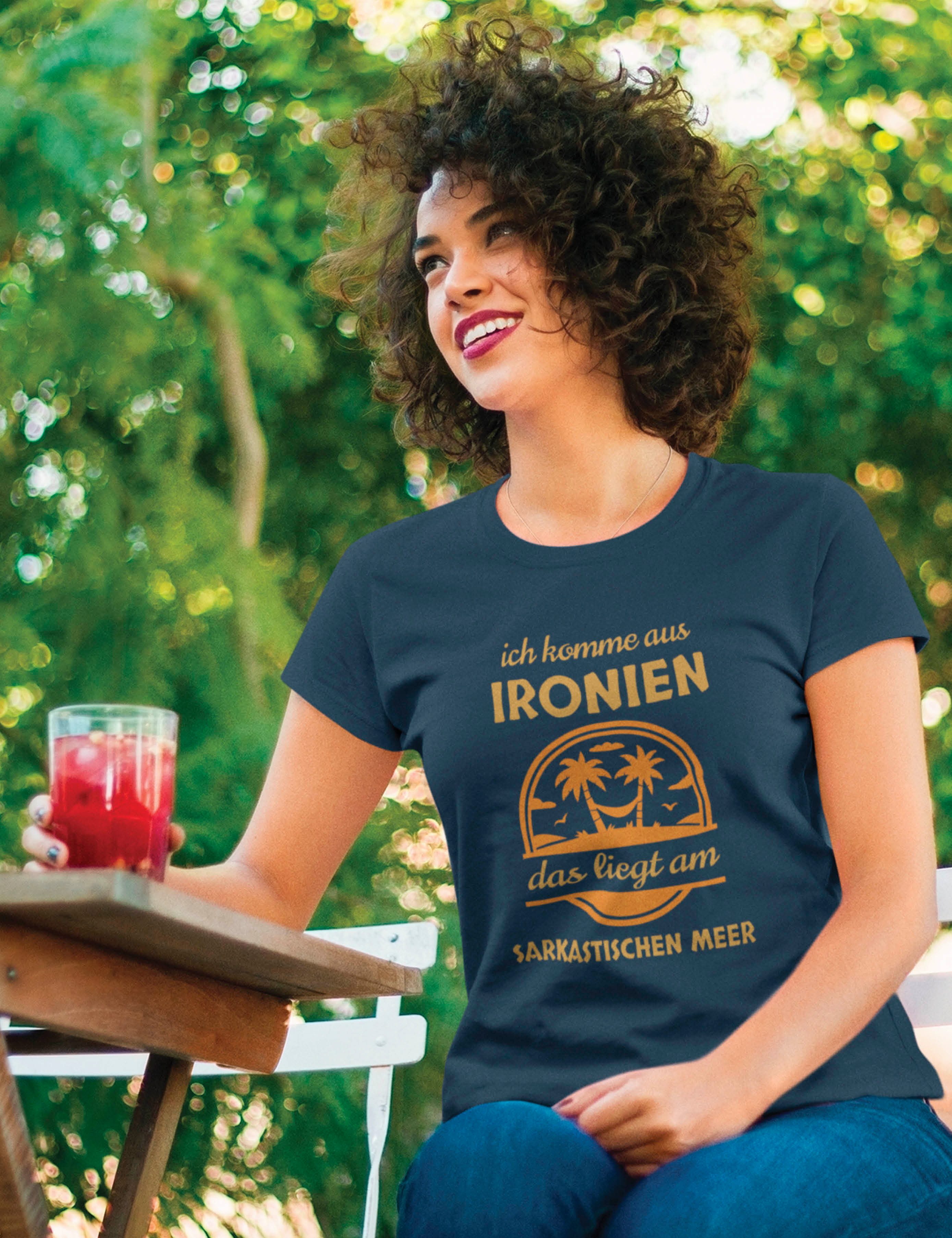 Youth Designz Print-Shirt "Ironien" Damen T-Shirt witziger Spruch Geschenk Motiv Statement mit lustigen Aufdruck für Frauen