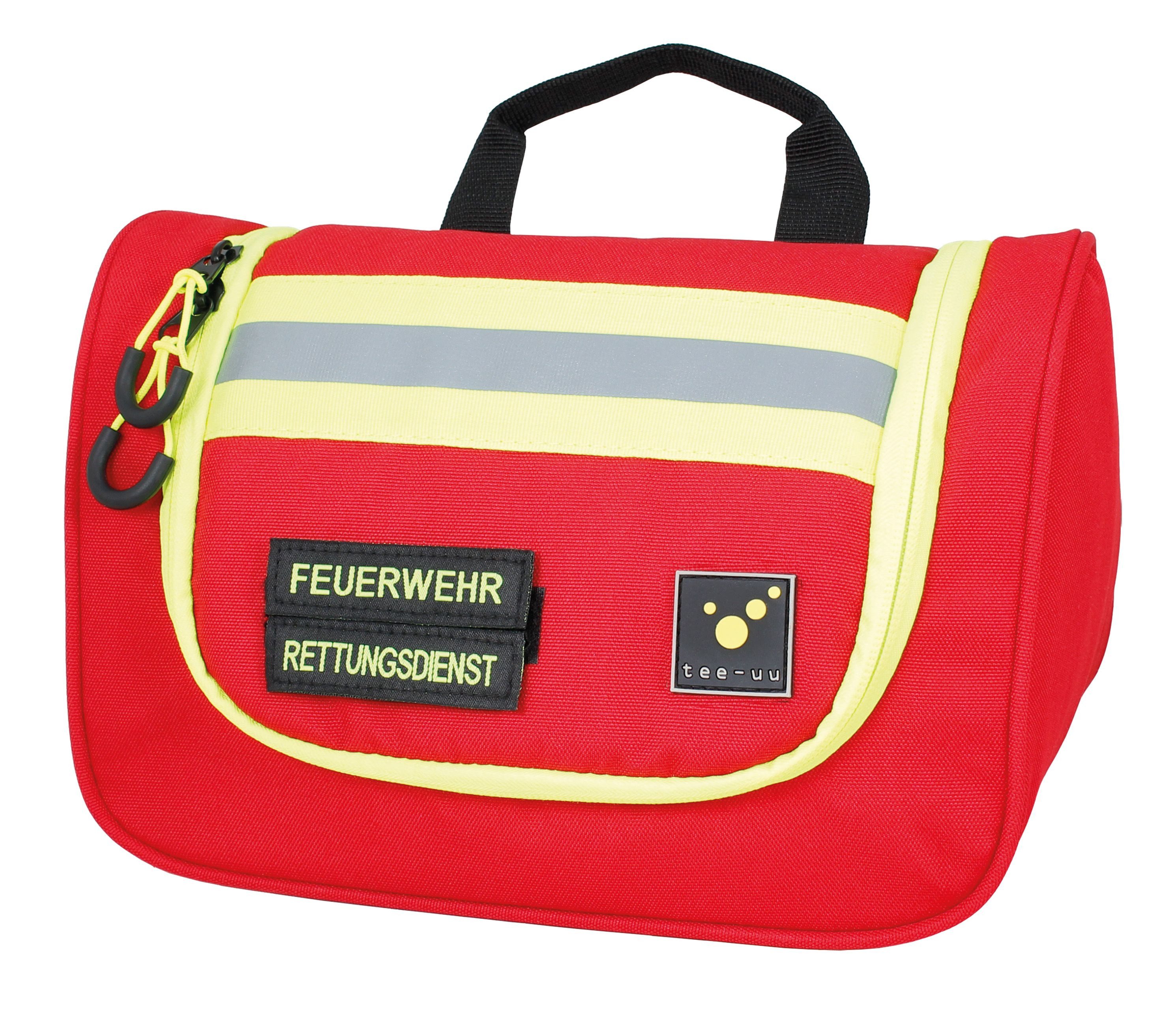 tee-uu Kulturbeutel Tee-uu HERO Waschbeutel / Kulturtasche Rot (1-tlg., robust & praktisch), mit Rettungsdienst- / Feuerwehr-Emblem
