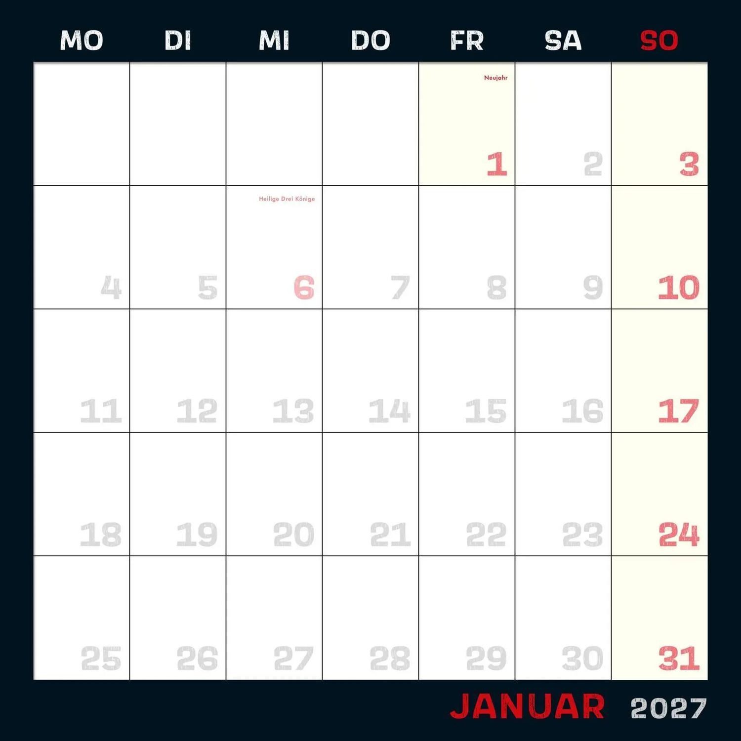 Lappan Verlag Wandkalender Uli Stein Schwarzer Kalender 2027: Monatskalender für die Wand – Bild 5 von 5