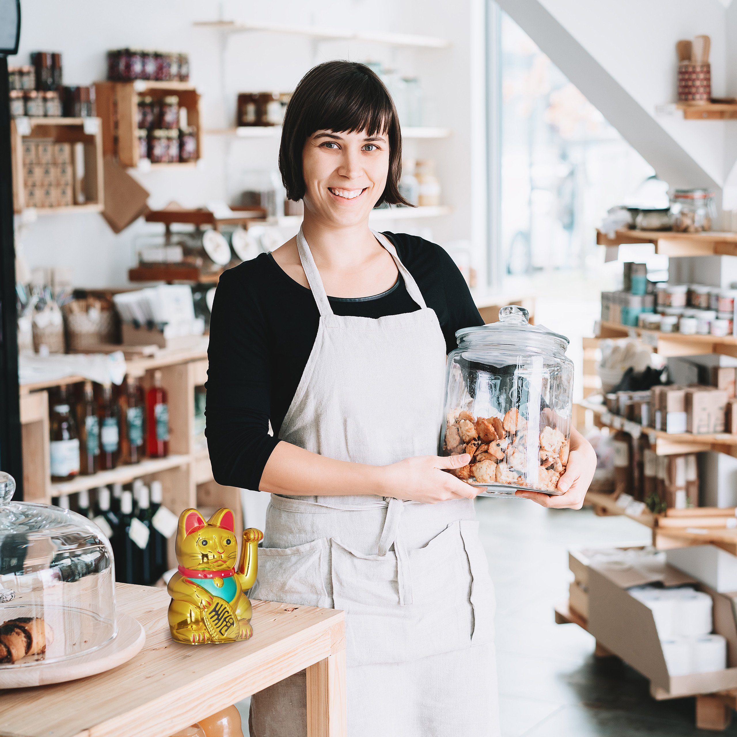 relaxdays Winkekatze 10x Maneki Neko Winkekatze 16 cm