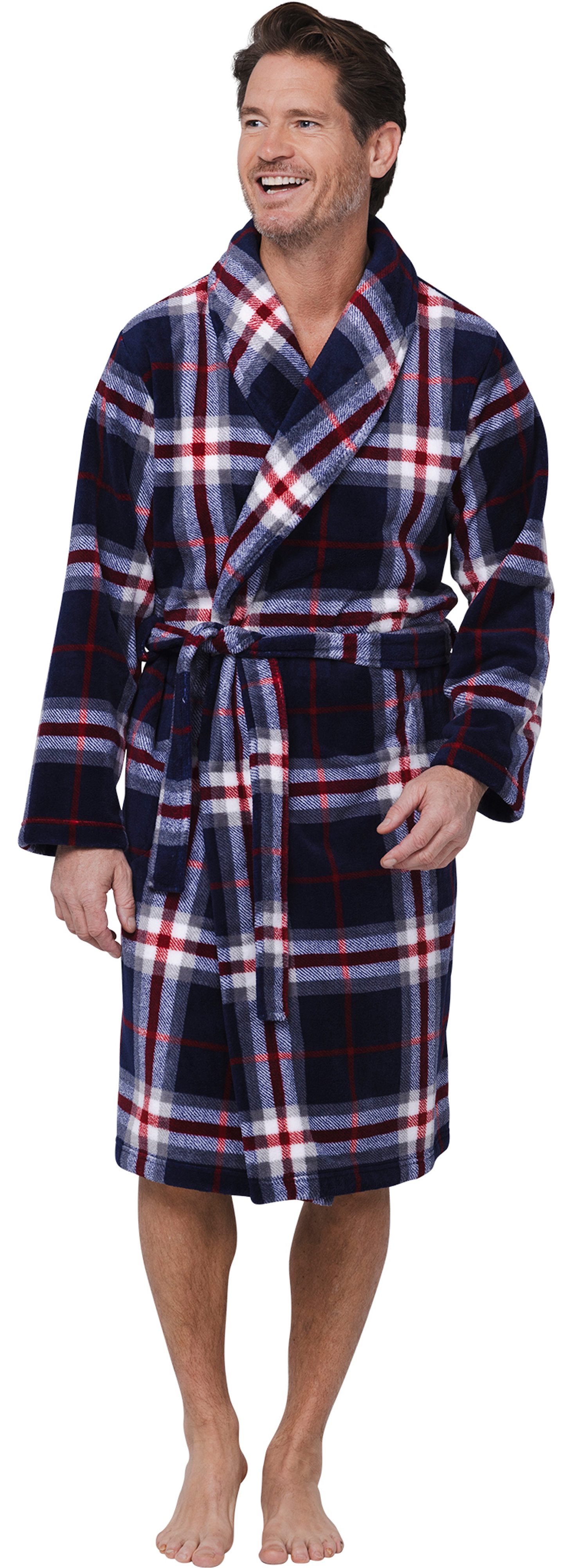 Pastunette Herrenbademantel Kuscheliger Herren Morgenmantel, Midi, Polyester, Schalkragen, Gürtel, Modisches Design