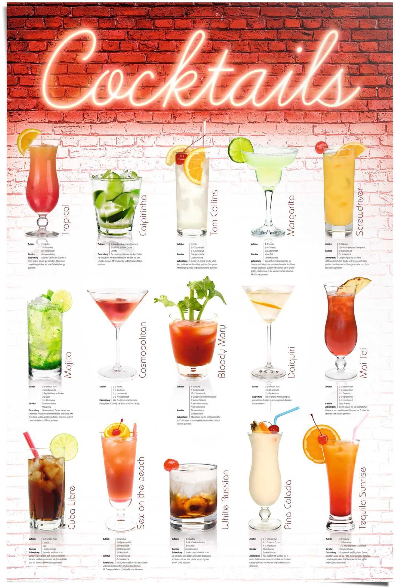 Reinders! Poster »Cocktails Rezepte«, (1 Stück)-Otto