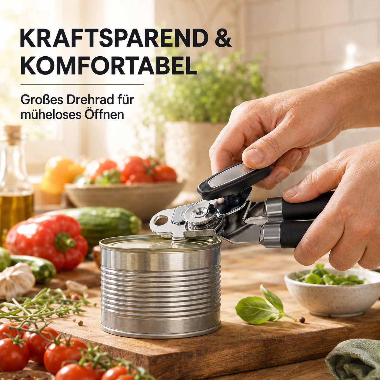 Luckice Dosenöffner Multifunktionaler 3‑in‑1 Dosenöffner aus Edelstahl für die Küche, Geringer Kraftaufwand, geeignet für Senioren – Bild 4 von 5