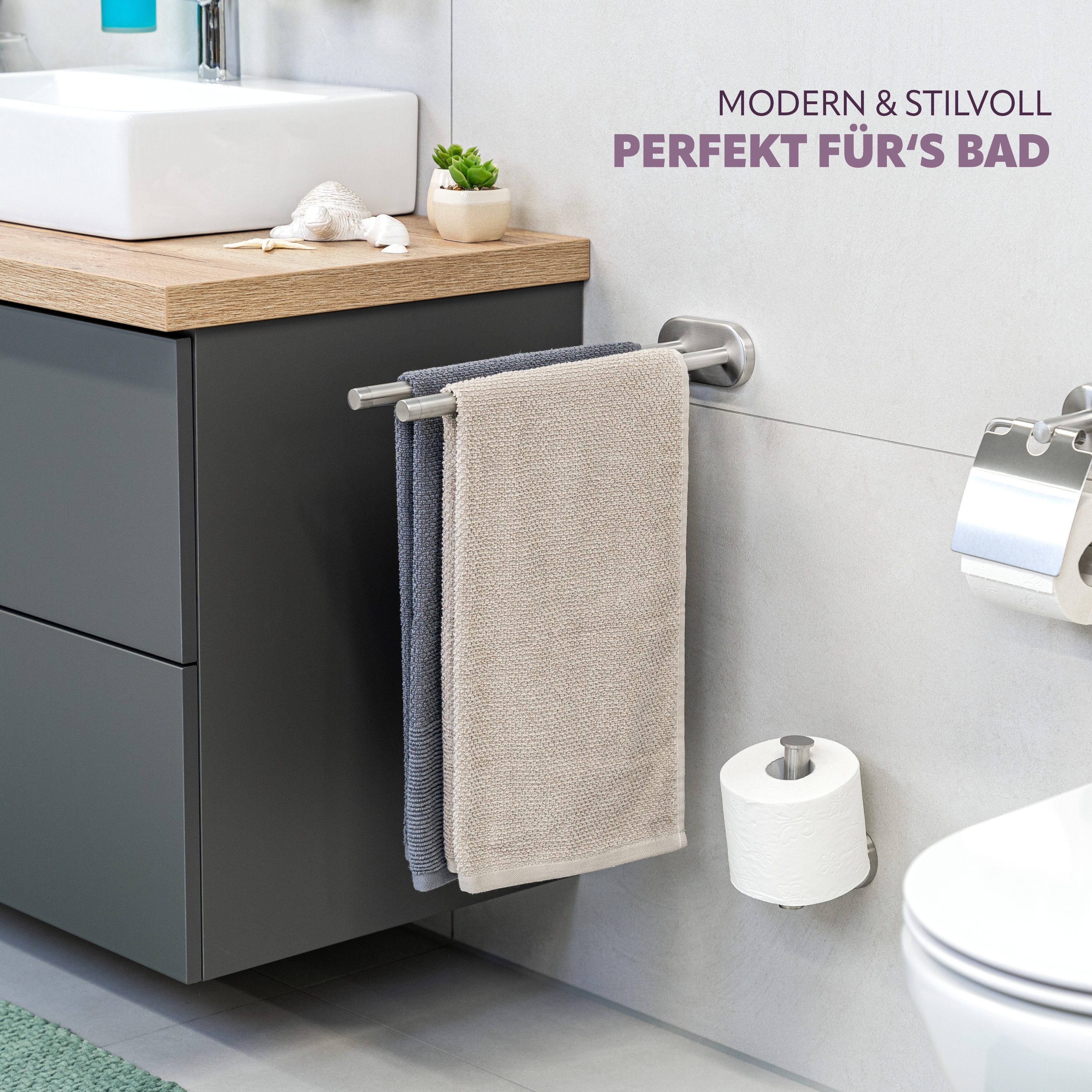 bremermann Teleskop-Handtuchhalter Bad-Serie PIAZZA - 2-armig inkl. Klebese günstig online kaufen