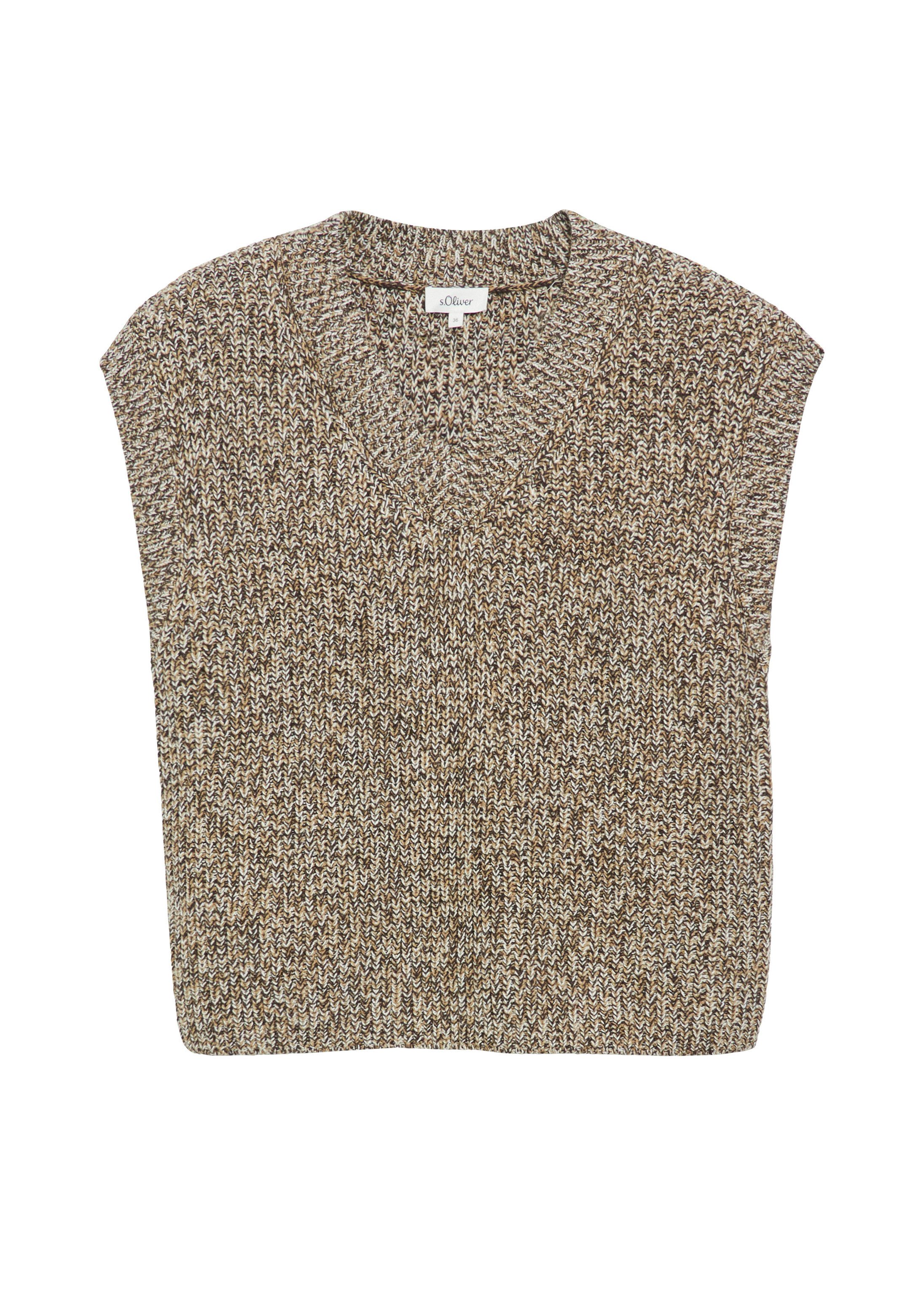 s.Oliver Kurzarmpullover Strickpullover Melierter Strickpullunder