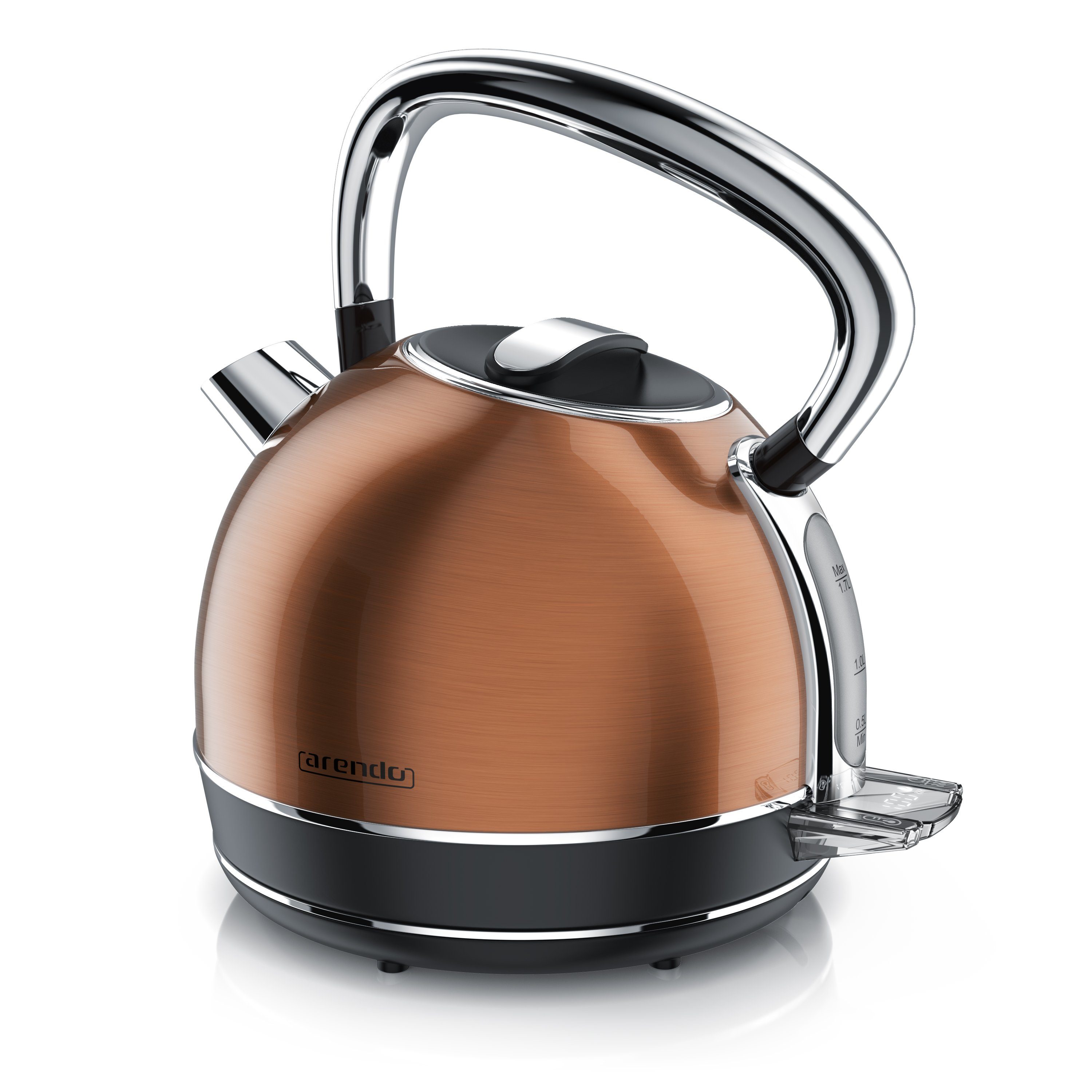 Arendo Wasserkocher Edelstahl Vintage Retro Wasserkessel mit Temperatureinstellung, 1,7 l, 2200 W, LED Anzeige mit Touch Panel, Warmhaltefunktion, Zwischenmessung
