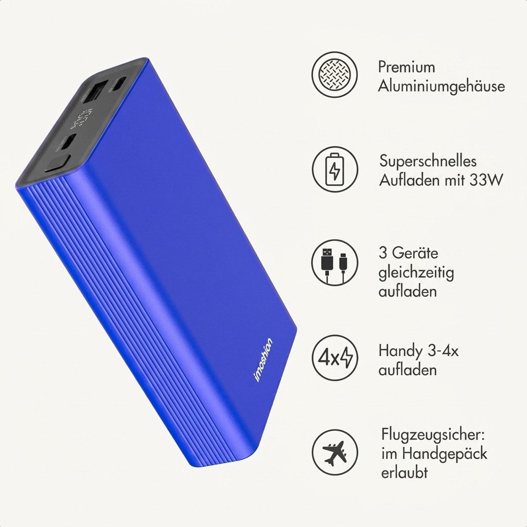 imoshion imoshion Ultra Series Aluminium Powerbank 20.000 mAh - Schnellladen bi Powerbank (1 St)