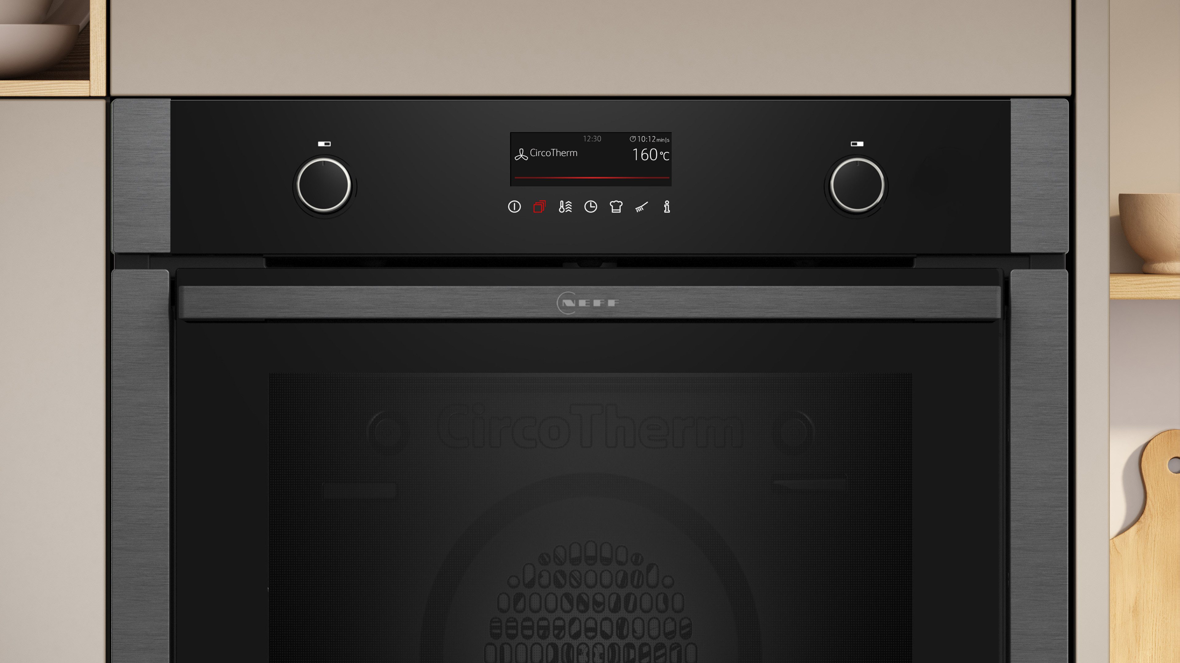 NEFF Pyrolyse Backofen N 50 B6ACP7AG3, mit Teleskopauszug nachrüstbar, Pyrolyse-Selbstreinigung, Hide® Backofentür & knusper-gesunde Air Fry-Funktion