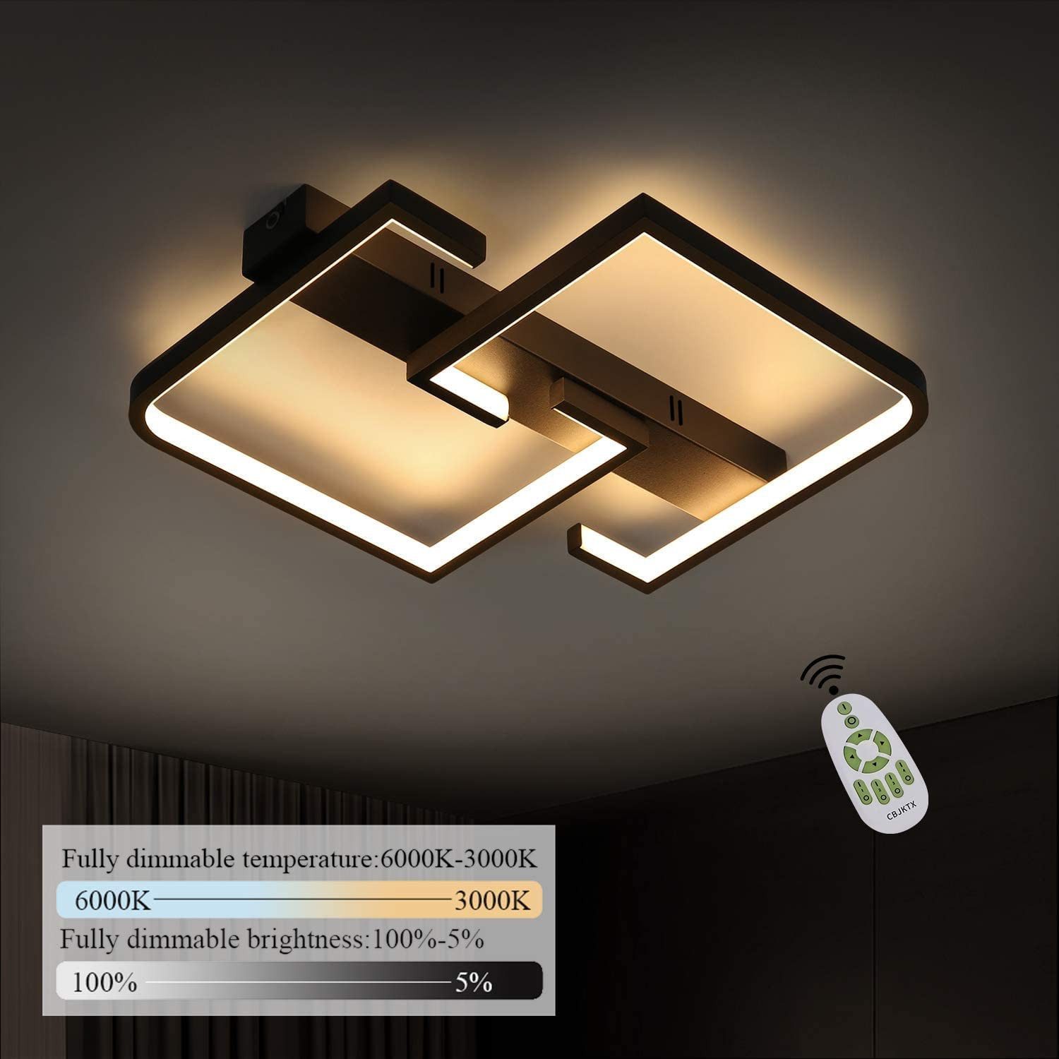 Nettlife LED Deckenleuchte Wohnzimmer Schwarz Dimmbar günstig online kaufen