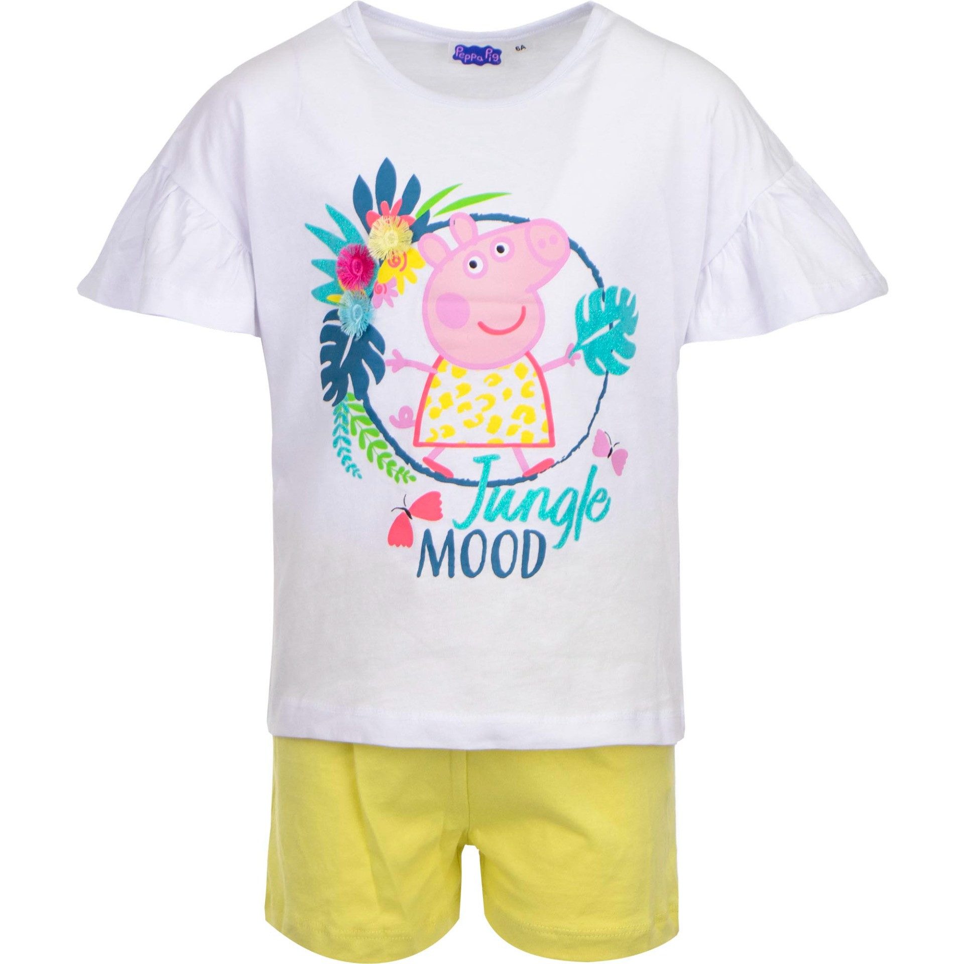 Peppa Pig Print-Shirt Peppa Pig Wutz Kinder Mädchen Sommerset Shorts plus T-Shirt Gr. 98 bis 116 - 100% Baumwolle