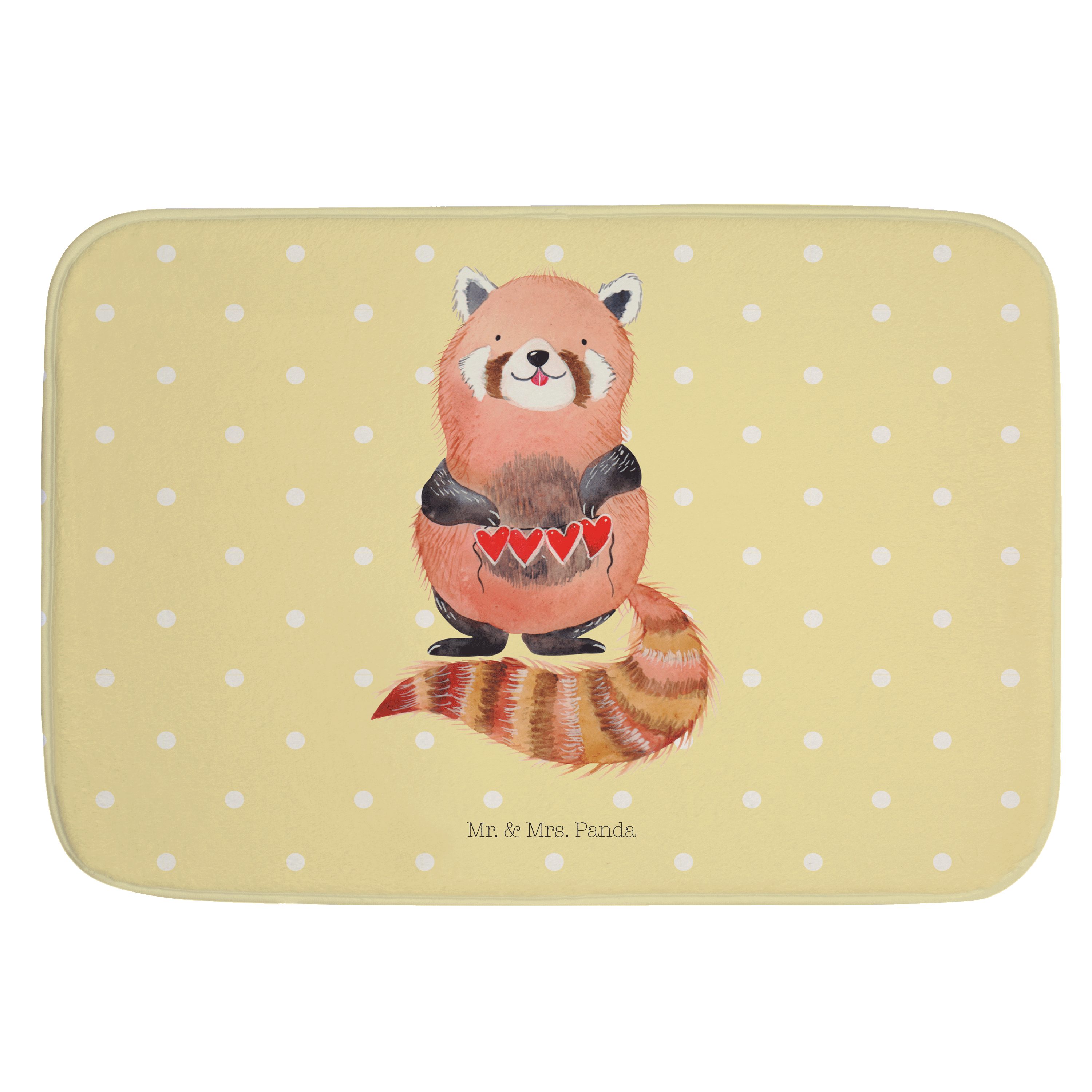 Badematte Roter Panda Gelb Pastell Geschenk, Badvorleger, lustige