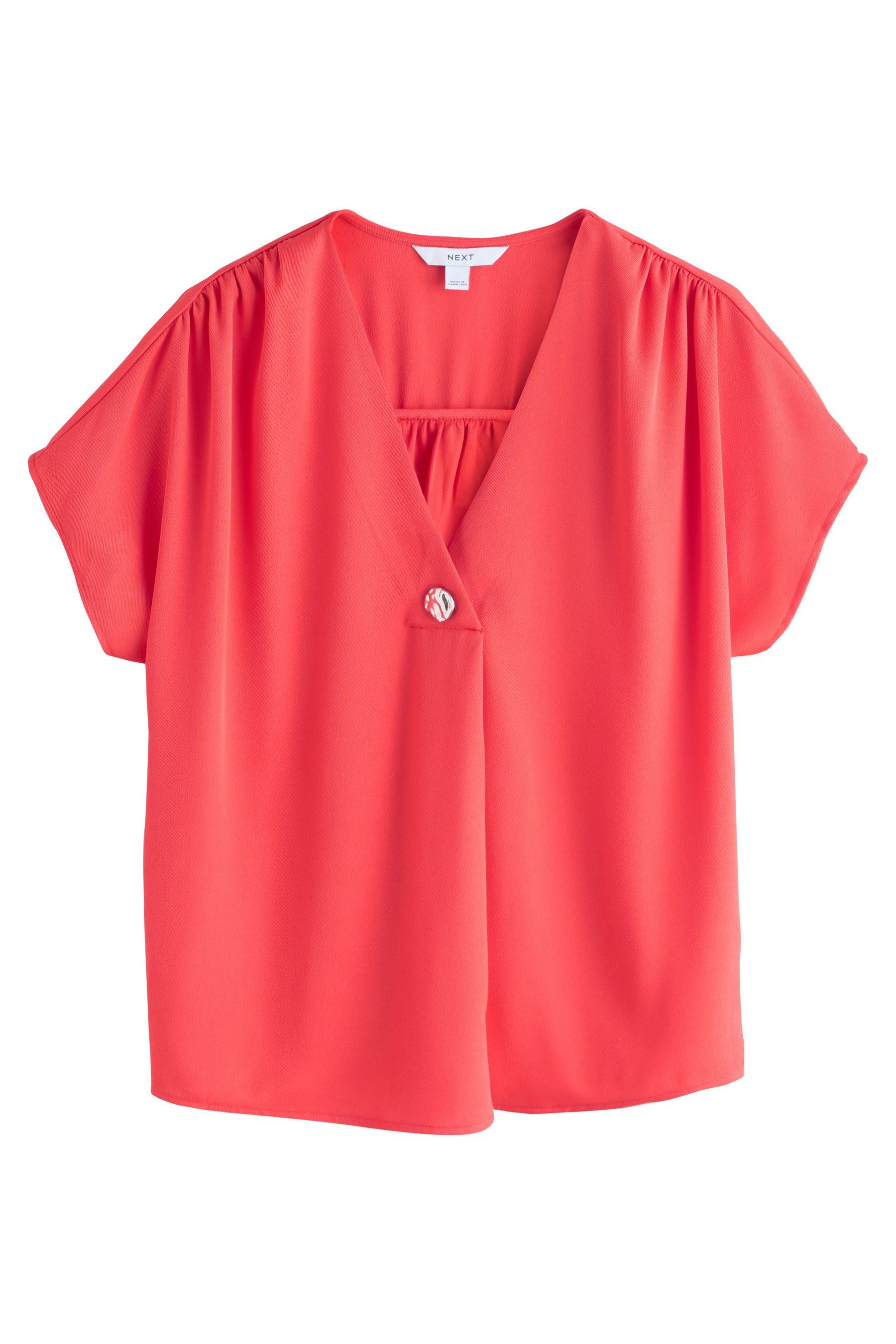 Next Kurzarmbluse Kurzärmelige Bluse mit V-Ausschnitt (1-tlg)