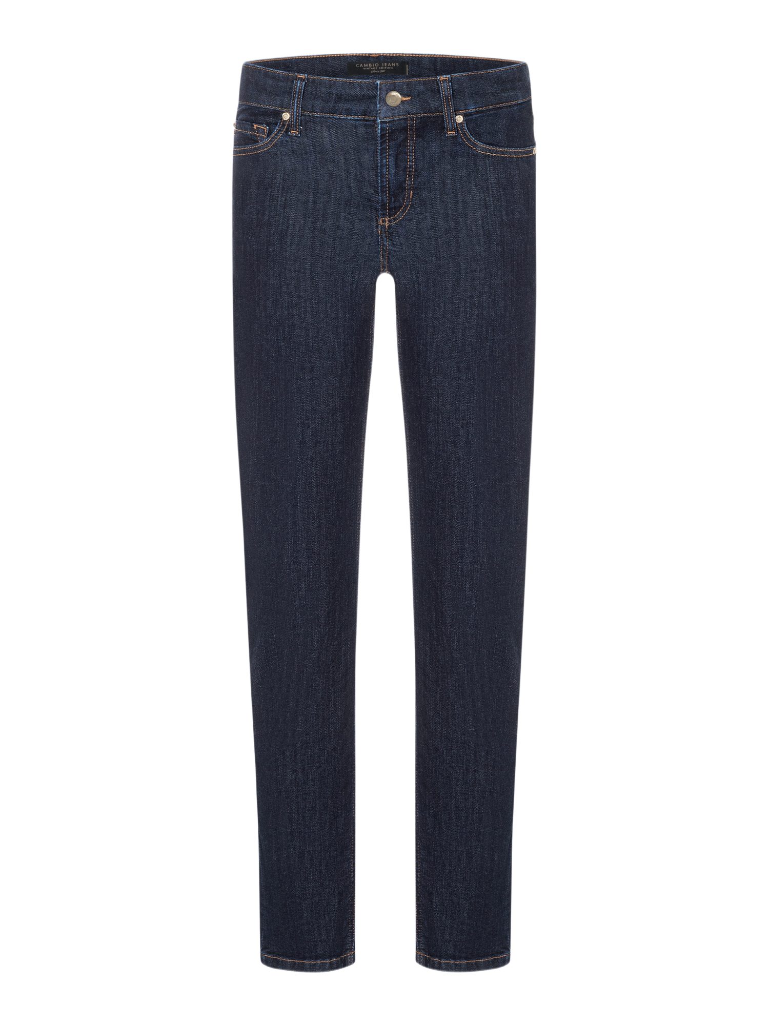 Cambio Stretch-Hose blau, Casual, Baumwolle, Unifarben, Slim Fit, Mittel