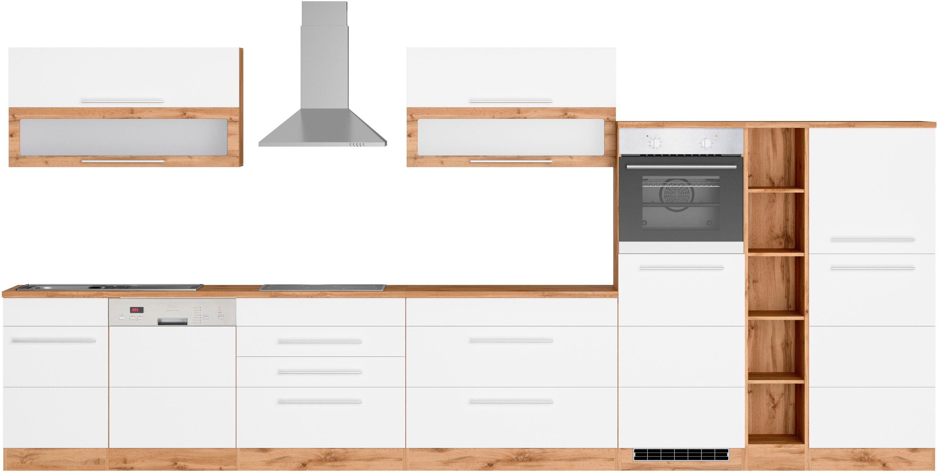 KOCHSTATION Küchenzeile KS-Wien, Breite 440 cm, wahlweise mit E-Geräten