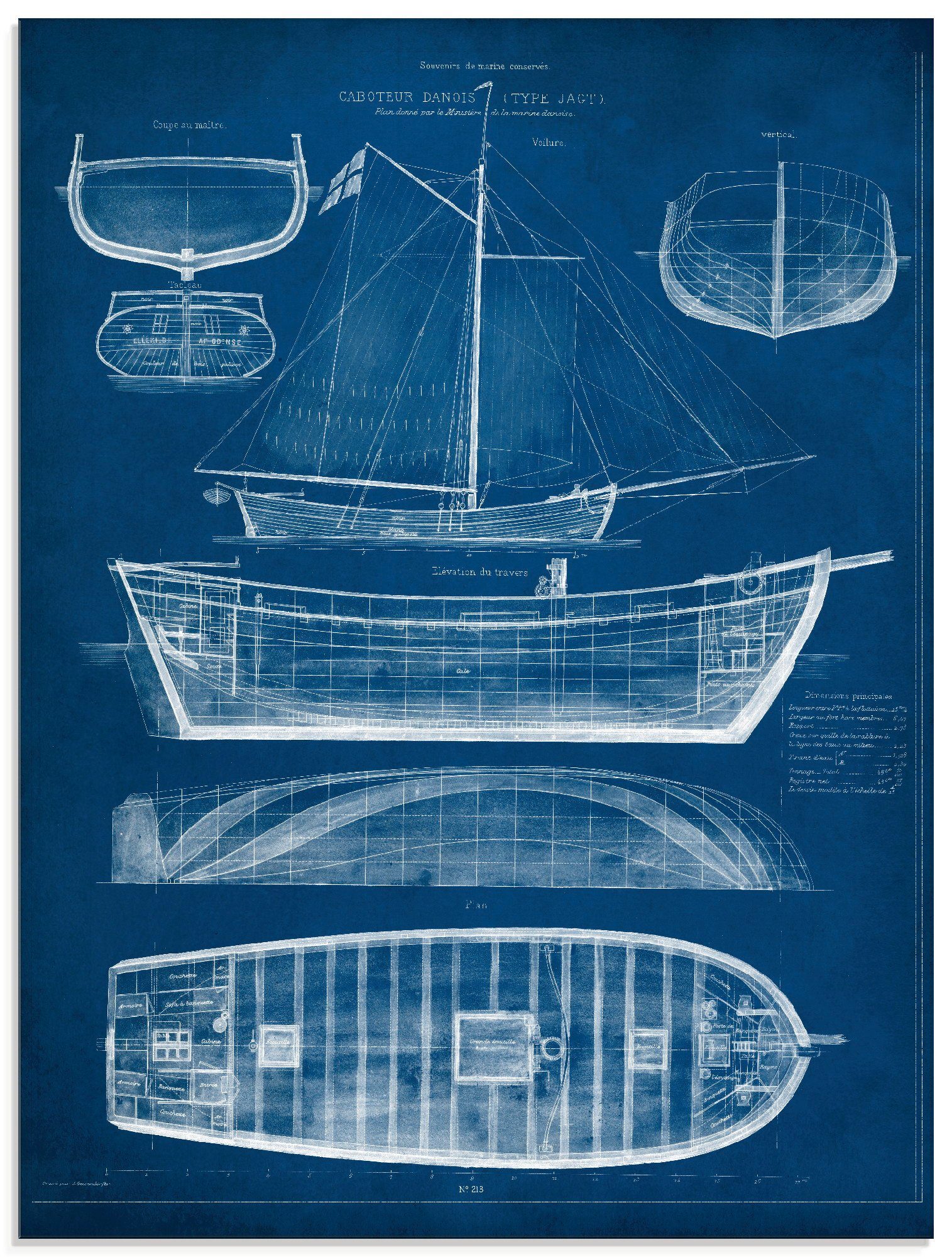 Artland Glasbild »Entwurf für ein Antikes Schiff II«, Boote & Schiffe (1 Stück)-Otto