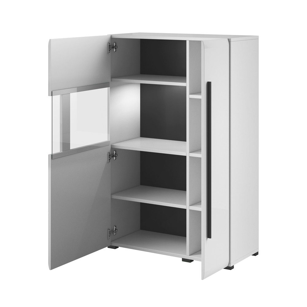 Lomadox Wohnwand TURDA-83, (4-St), weiß Hochglanz, Glas Absetzungen, Beleuc günstig online kaufen