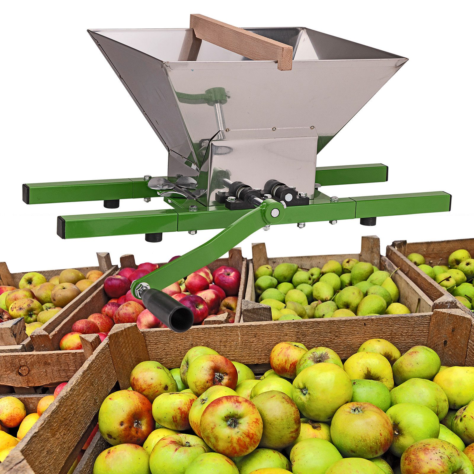 DEMA Entsafter Obstmühle Eco, 7 Liter, Edelstahl-Trichter mit Handkurbel