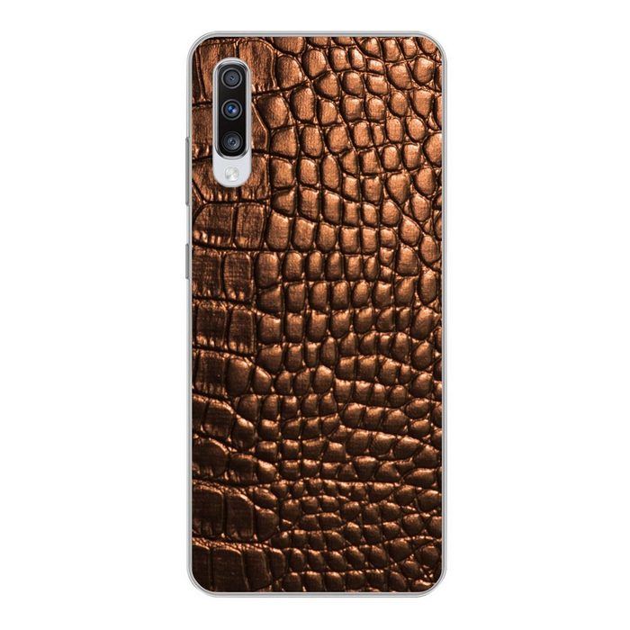 MuchoWow Handyhülle Das braune Leder eines Krokodils Phone Case Handyhülle Samsung Galaxy A70 Silikon Schutzhülle