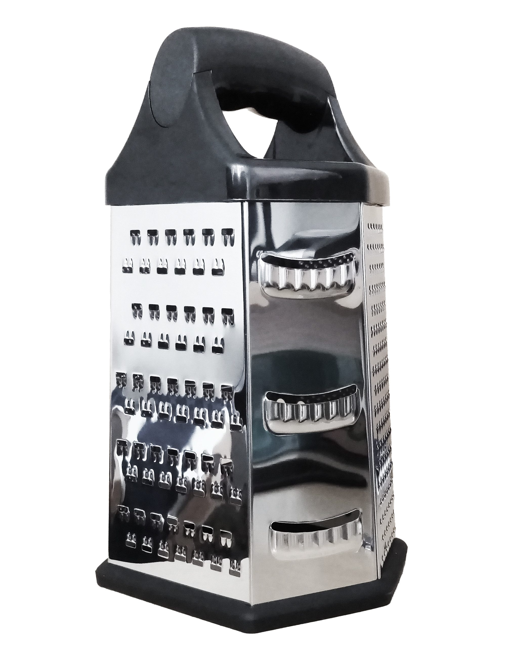 Reinex Multireibe SECHSKANTREIBE 23cm Edelstahl Griff Gemüsereibe 38 (Schwarz), Multireibe Turmreibe Gemüsehobel Käsereibe Küchenreibe Reibe