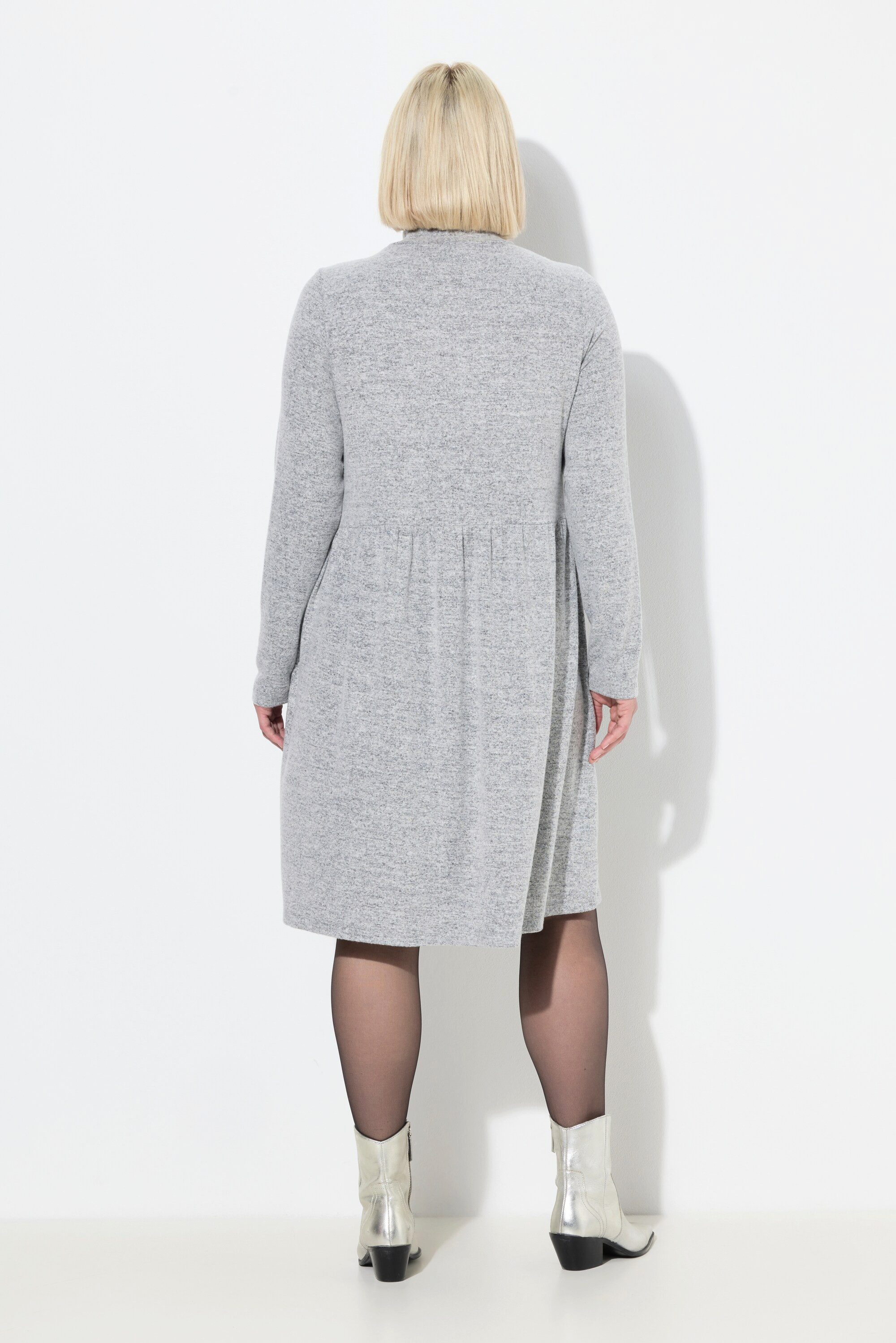 Ulla Popken Jerseykleid Strickkleid A-Linie Stehkragen Langarm