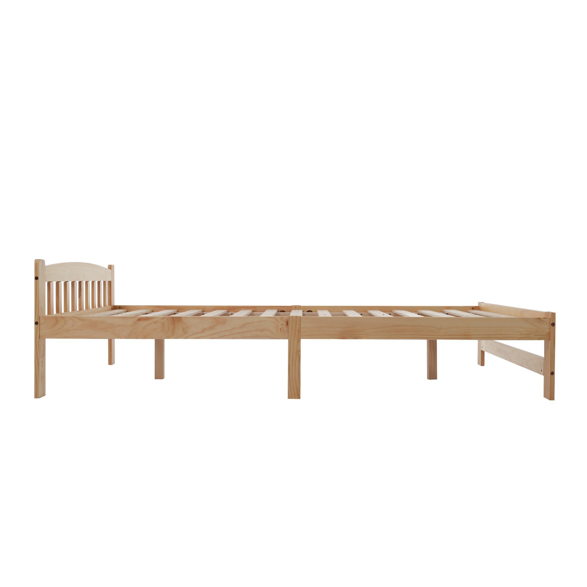 Massivholzbett (Futonbett), Doppelbett mit Kopfteil und Lattenrost, 140x200 cm