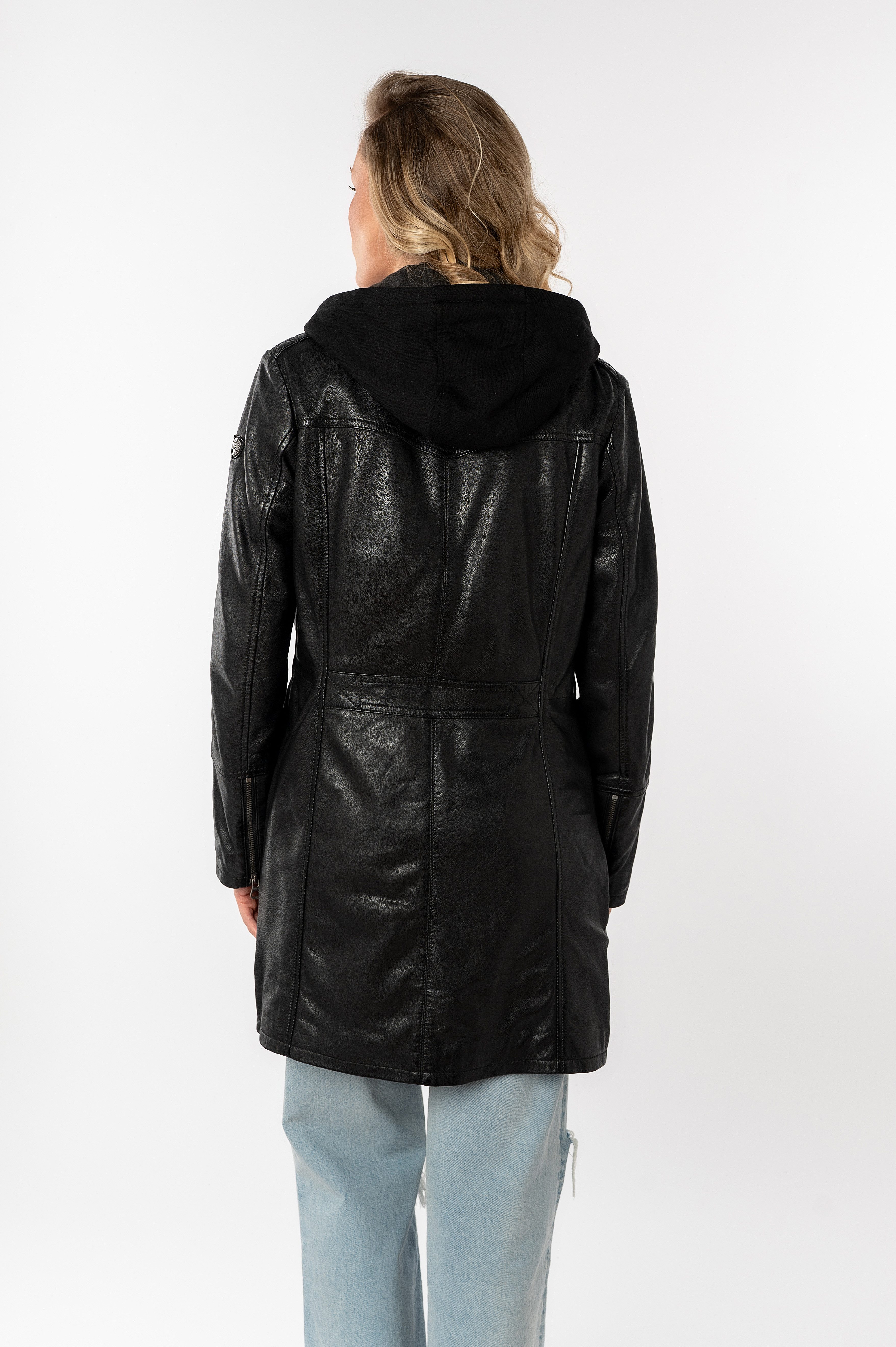 Mauritius Ledermantel Seneka lange Lederjacke mit abzippbarem Kapuzen-Einsatz