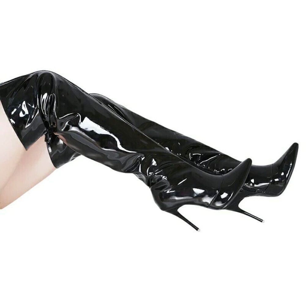 Blusmart Overknees Damen Overknee-Stiefel Metallic PU (Spitze Stiletto Absatz 8 cm, Reißverschluss) Für Winter Party Stiefel
