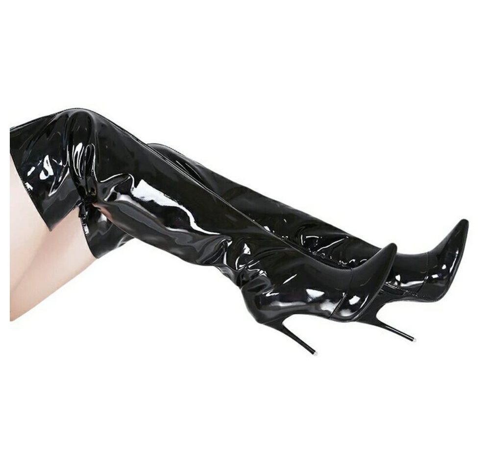Blusmart Overknees Damen Overknee-Stiefel Metallic PU (Spitze Stiletto Absatz 8 cm, Reißverschluss) Für Winter Party Stiefel