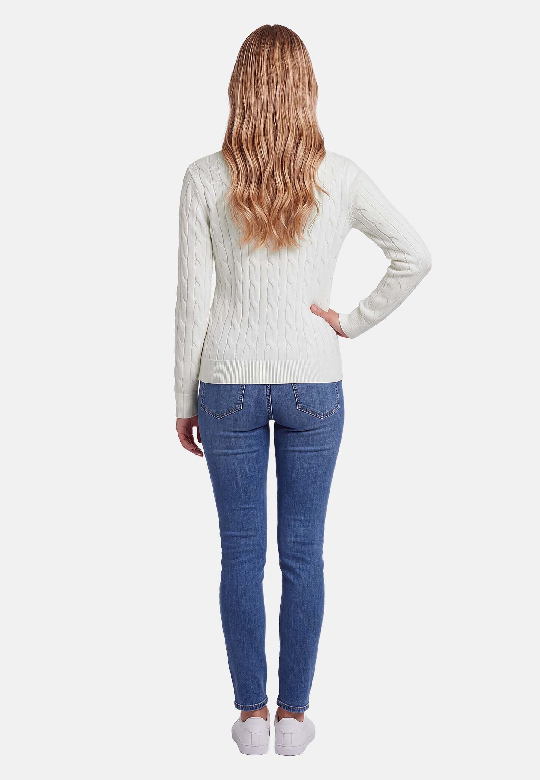 U.S. Polo Assn. Rundhalspullover mit Zopfmuster und V-Ausschnitt Klassischer Strickpullover mit Rippbündchen und dezenter Logostickerei – Bild 4 von 5