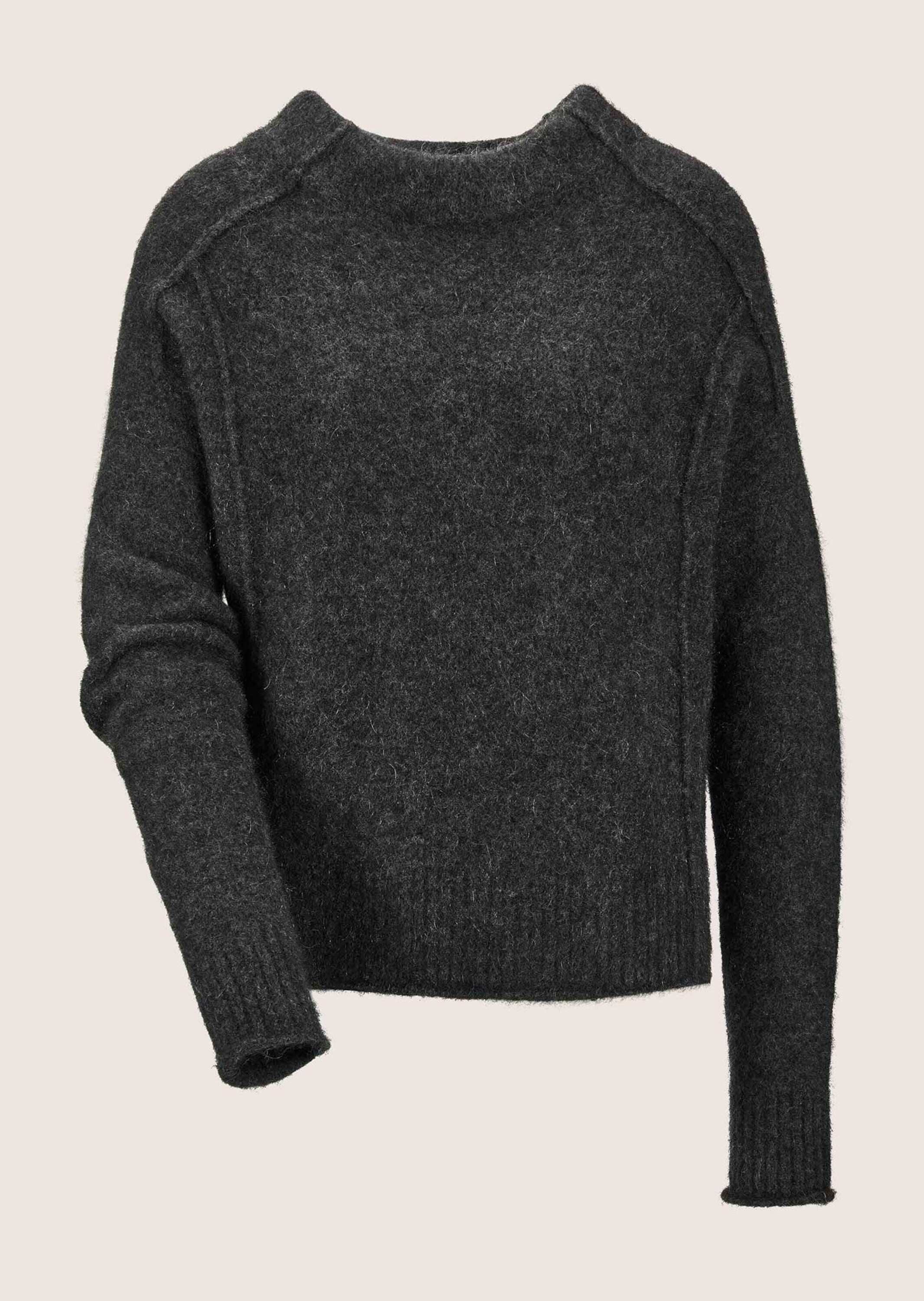 MADELEINE Strickpullover Kaschmirpullover mit Stehkragen Wollpullover mit Rippenblenden, Ziernähten und langarm