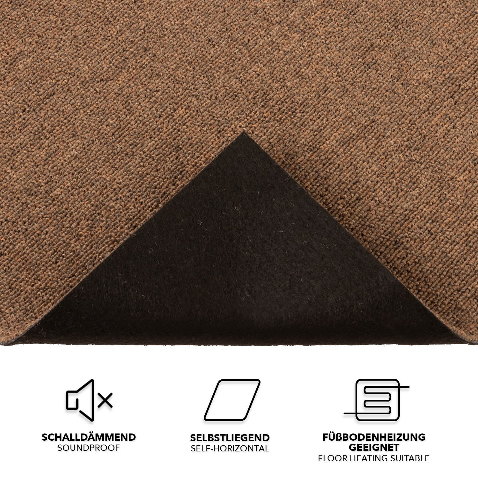 Karat Teppichfliese Moscow, Bodenschutz, Erhältlich in 4 Farben, 50 x 50 cm, Quadratisch, Höhe: 5.5 mm, Selbstliegend