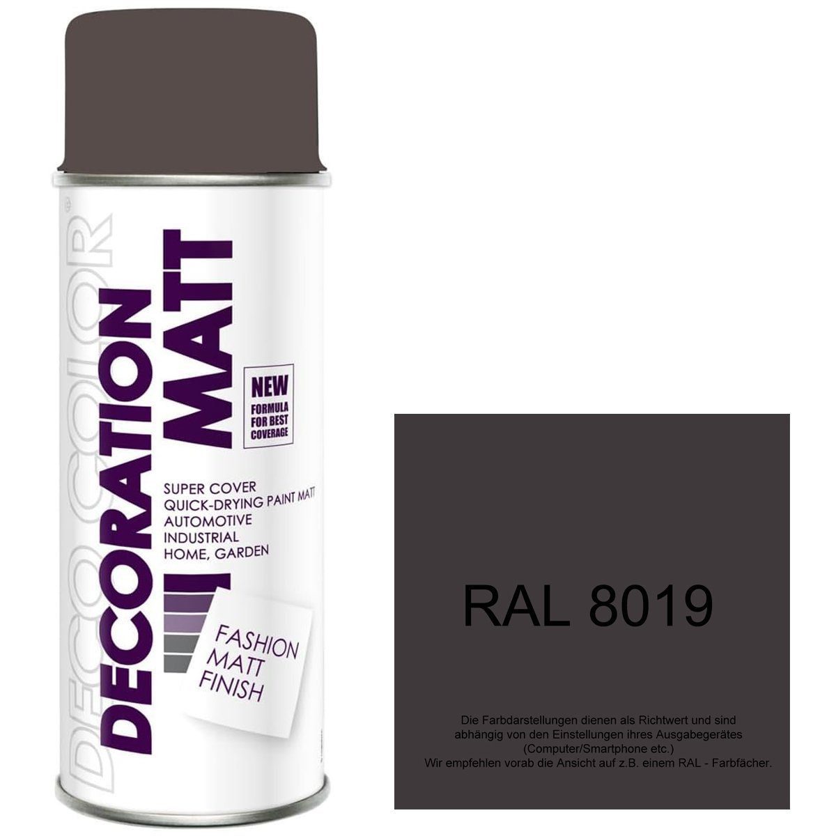 DECO COLOR Sprühlack Lackspray MATT nach RAL 400ml Farbe frei wählbar