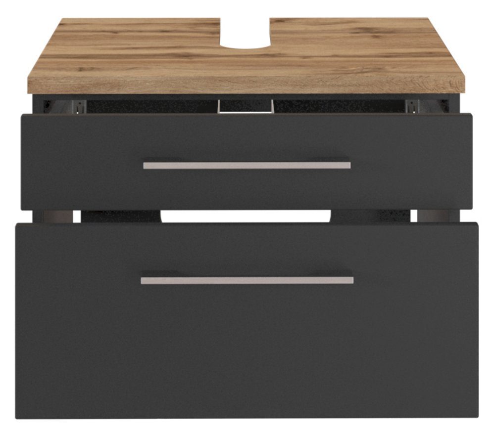 HELD MÖBEL Unterschrank Unterbeckenschrank Davos 60 cm graphit/matt grau