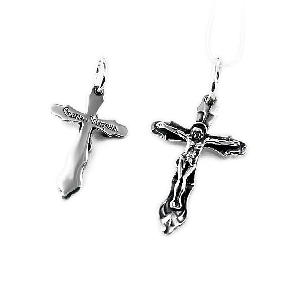 Kreuzanhänger Kettenanhänger Jesus Kreuz 925 Silber Orthodoxe An