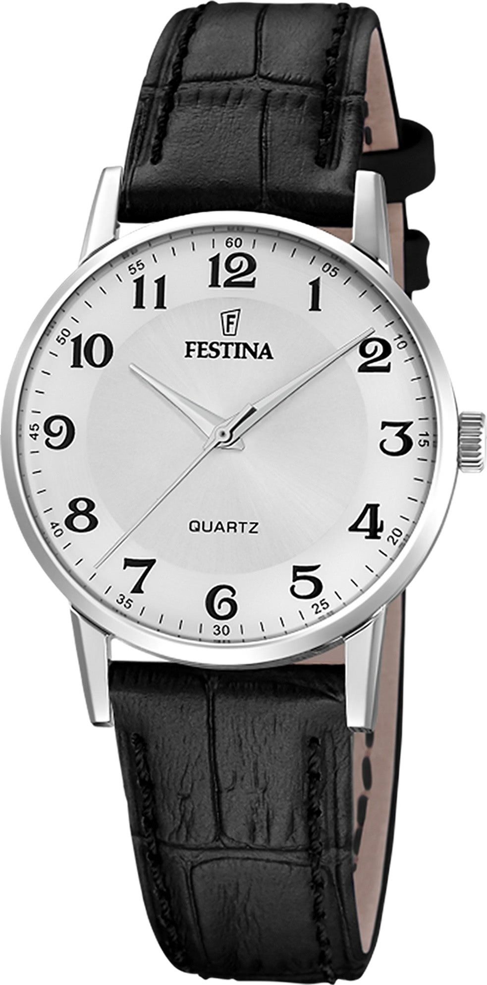 Festina Quarzuhr Festina Herrenuhr Klassik Armbanduhr, (Analoguhr), Herren Armbanduhr rund, Lederarmband schwarz, Casual