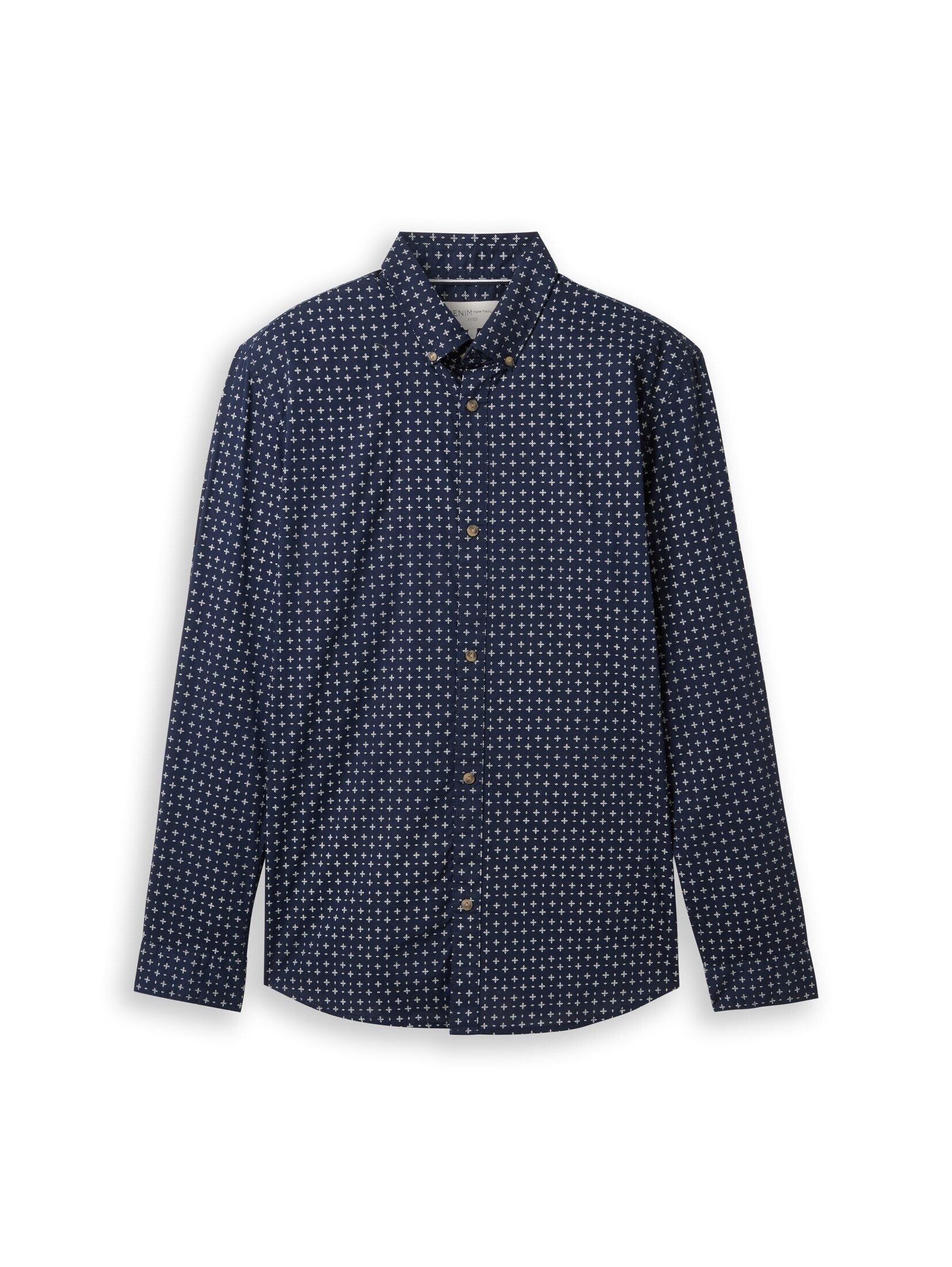 TOM TAILOR Denim Langarmhemd Blusen & Shirts Fitted Hemd mit Muster günstig online kaufen