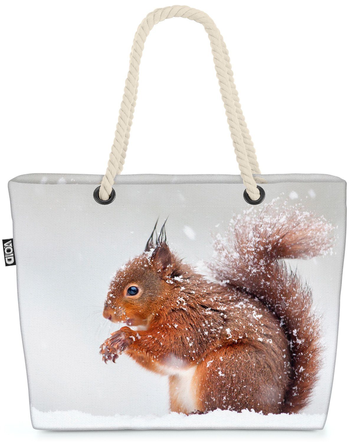 VOID Strandtasche (1-tlg), Eichhörnchen Winter Schnee Winter Eichhörnchen Schnee Weihnachten Her
