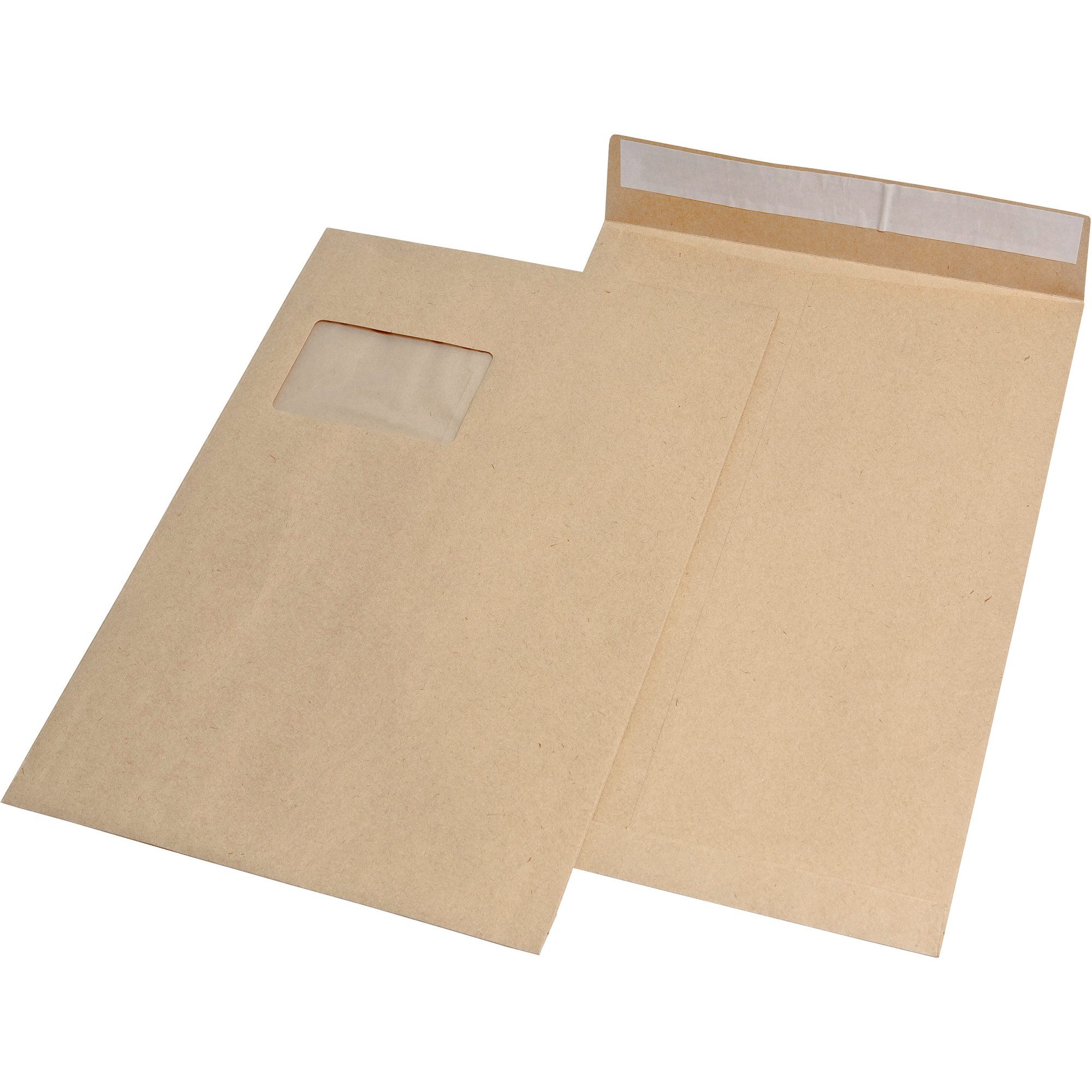 Versandtasche Faltentasche 30007067 C4 haftklebend mit Fenster 20mmFalte braun 100 .