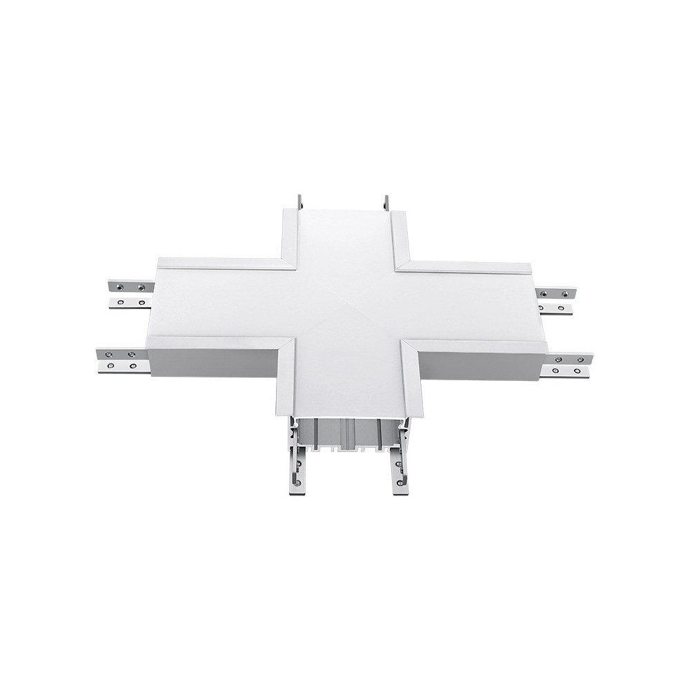 V-TAC LED Einbaustrahler, LED-Leuchtmittel fest verbaut, Neutralweiß, LED Einbauleuchte X-Verbinder Alu Verbindungskreuz Silber L 25,5 cm