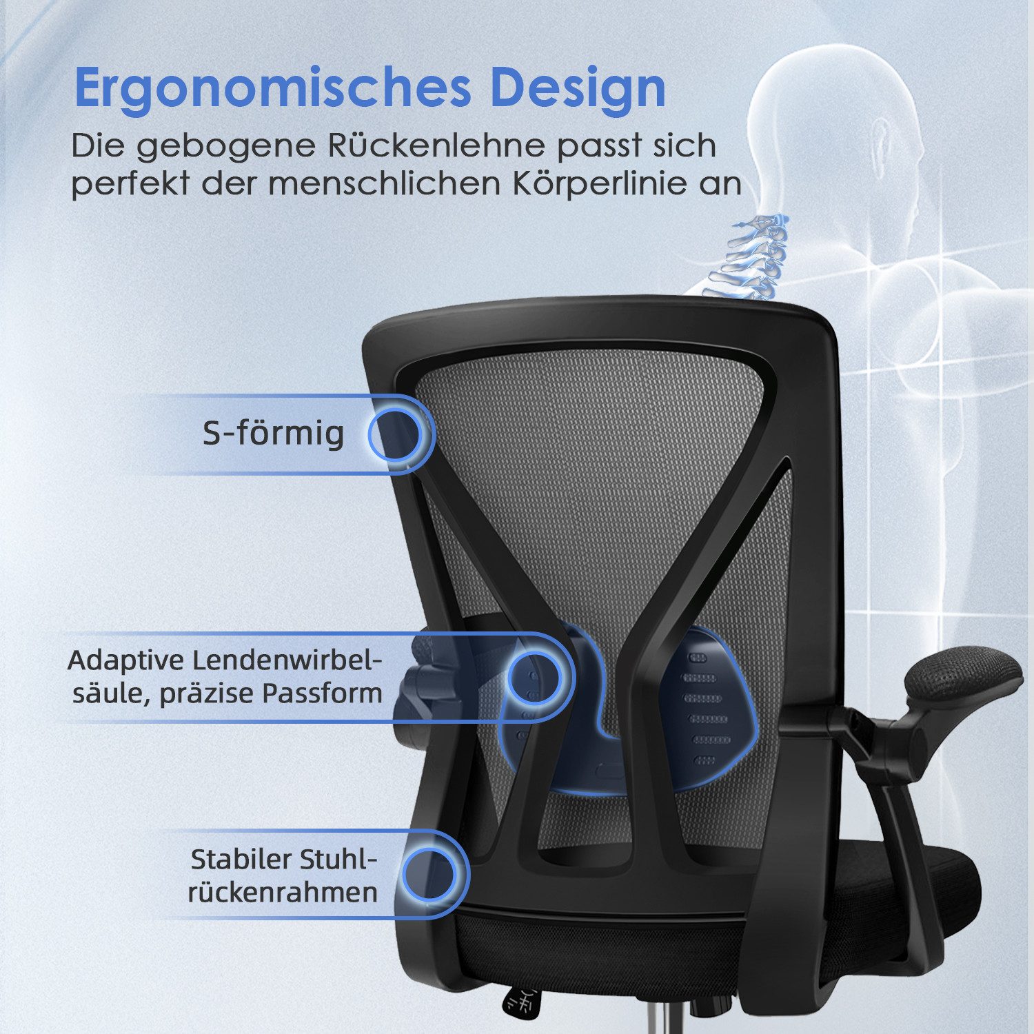 Adormii Bürostuhl Bürostuhl mit klappbaren Armlehnen,Ergonomischer günstig online kaufen