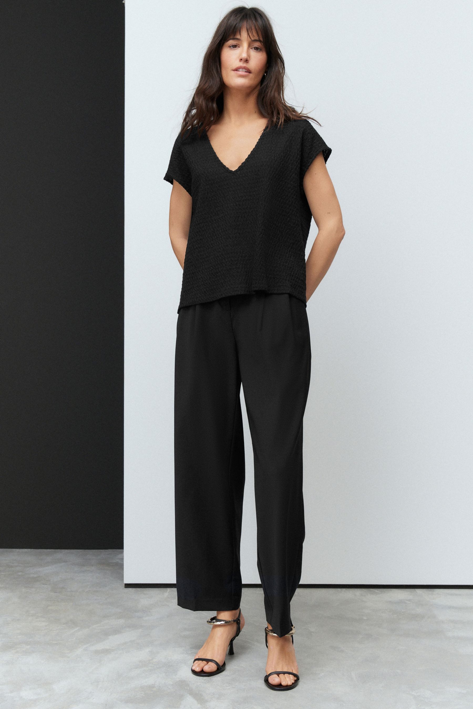 Next V-Shirt Strukturiertes T-Shirt mit V-Ausschnitt (1-tlg)