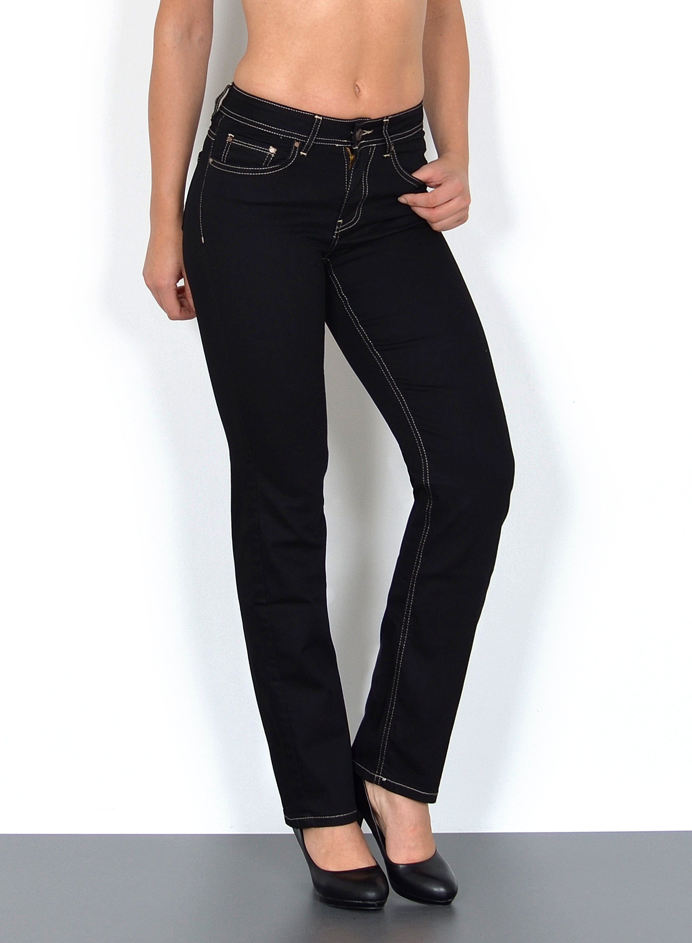 Damen Jeans ESRA Straight-Jeans G100 High Waist Straight Fit Jeans Damen, bis Übergröße / Plussize Größe, Damen Straight Leg Jea