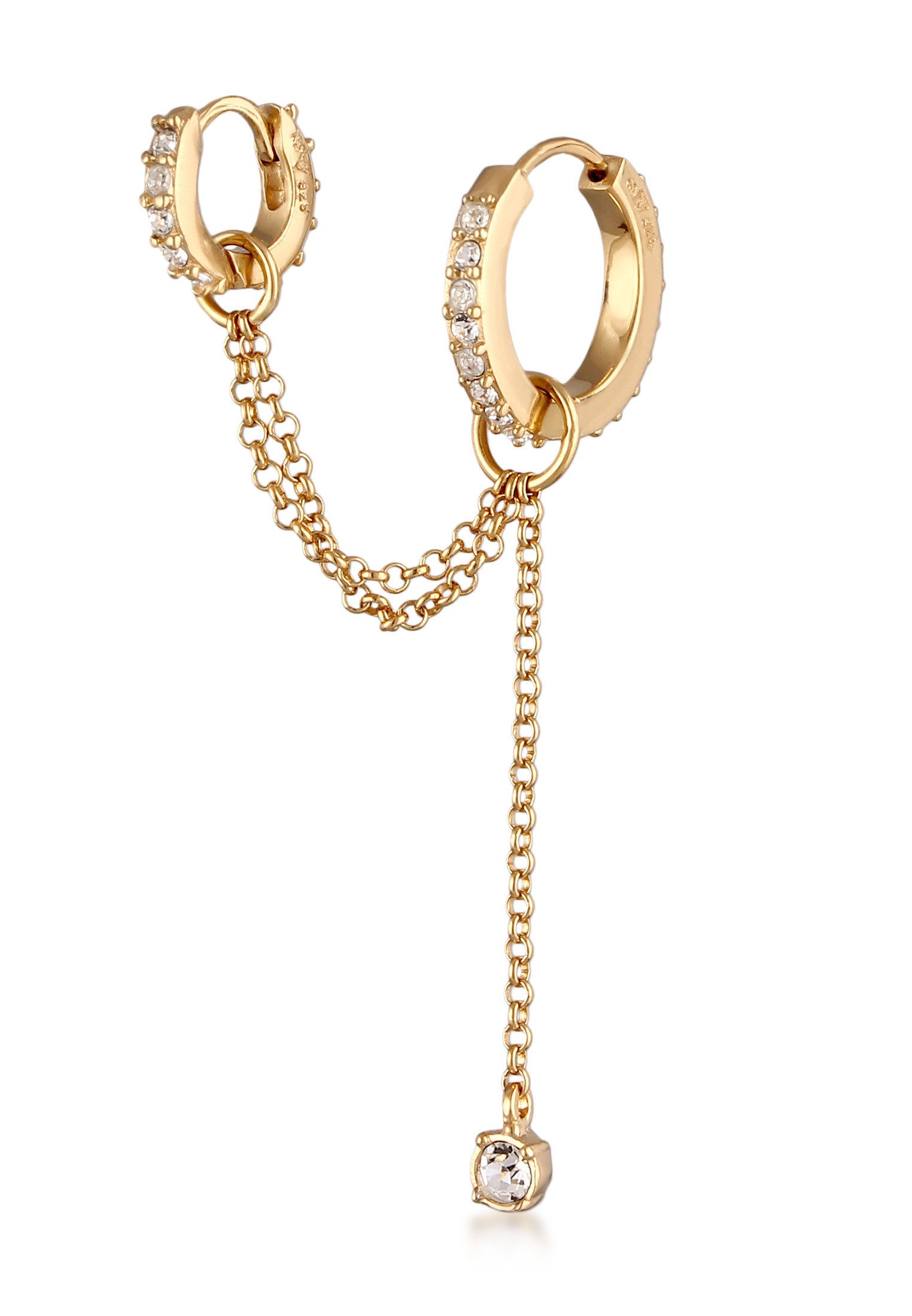 Ohrklemme Creole Single Weiß 925 Sterling Silber, mit Kristallen von Swarovski®