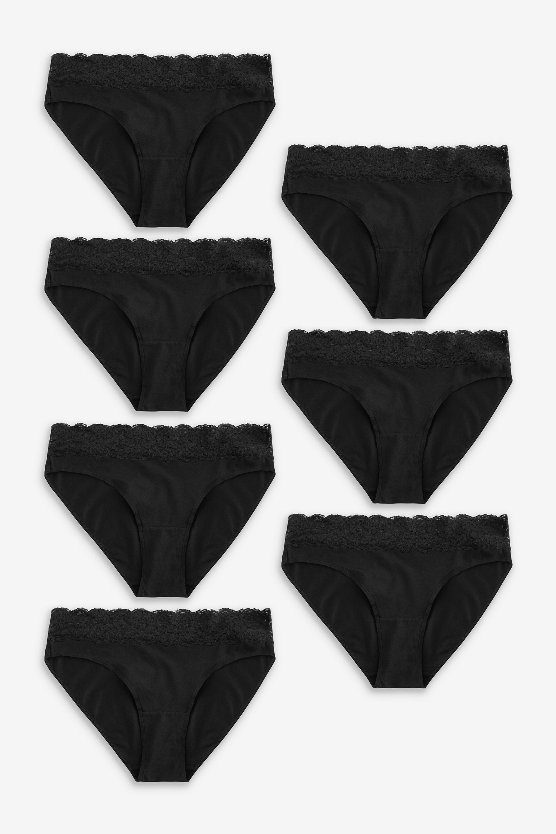 Next Slip Baumwollslips mit Spitze und hohem Bein, 7er-Pack (7-St)