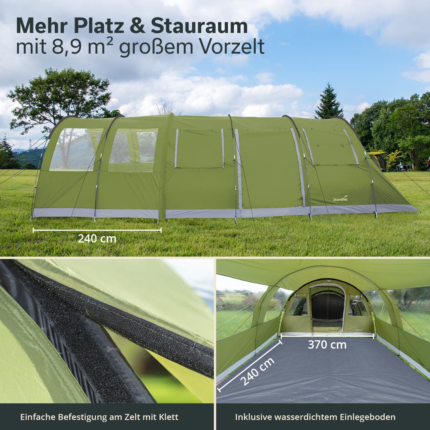 Skandika Vorzelt Canopy für Gotland 5, Personen: 6, Wetterschutz, Große Seitenfenster, 5000 mm Wassersäule, 2,1 m Stehhöhe
