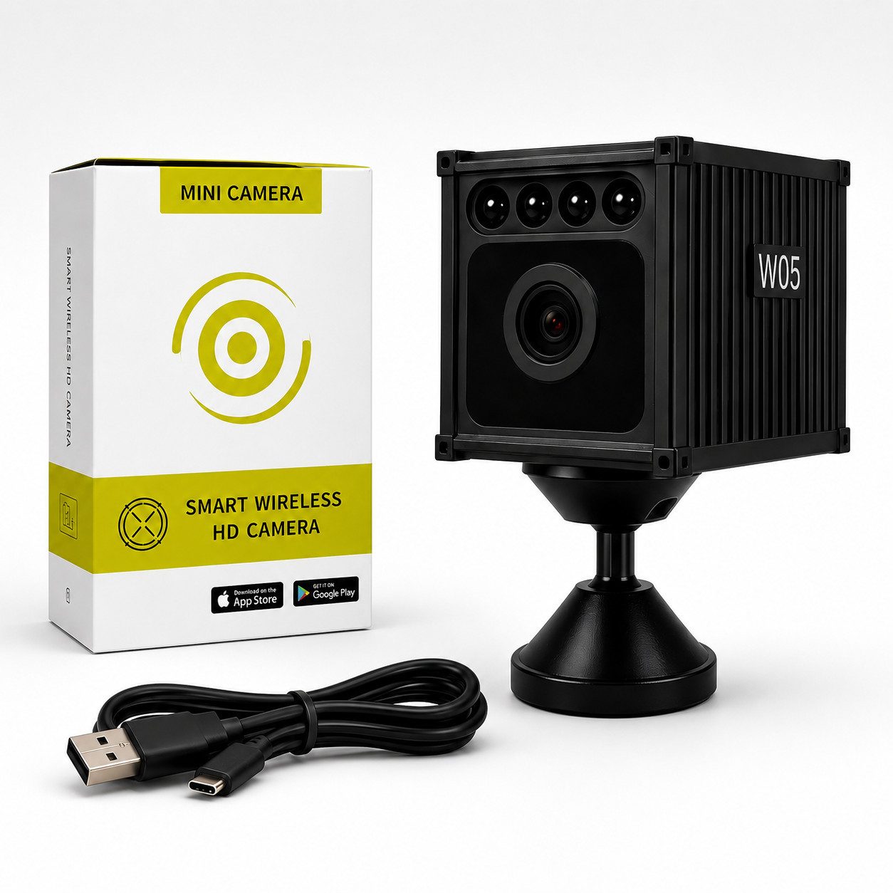 Fyrove Überwachungskamera Mini WLAN Kamera innen, 1080p HD, Nachtsicht, Bewegungserkennung (150° Weitwinkel, Magnethalterung, 800 mAh, App, microSD bis 128 GB)