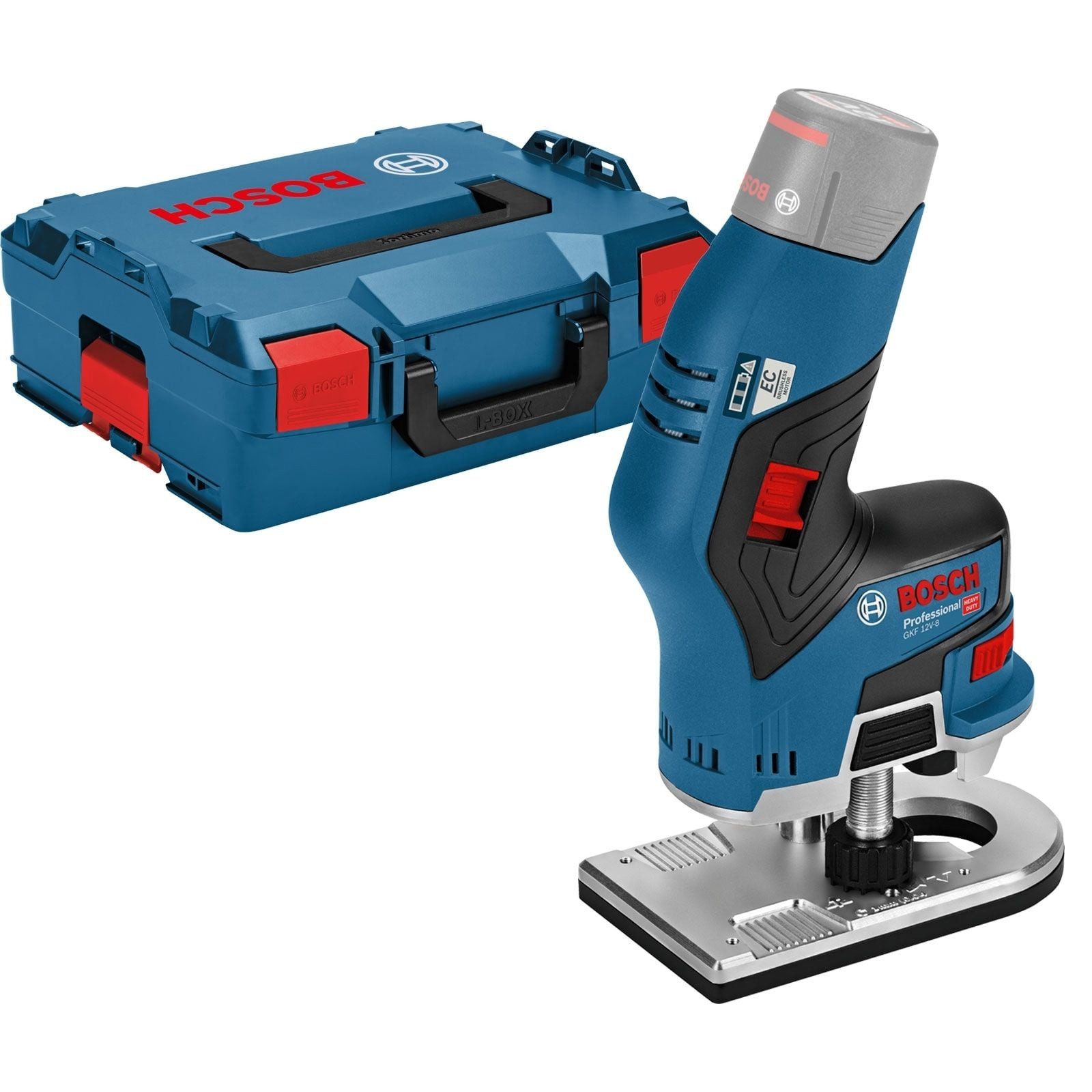 BOSCH Kantenfräser Bosch Akku-Kantenfräse GKF 12V-8 Solo inkl. 2x Fräser in L-Boxx