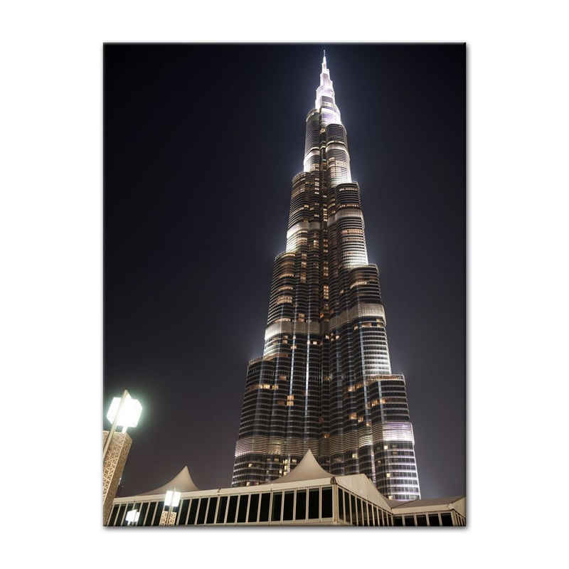 Bilderdepot24 Leinwandbild Burj Khalifa bei Nacht, Städte