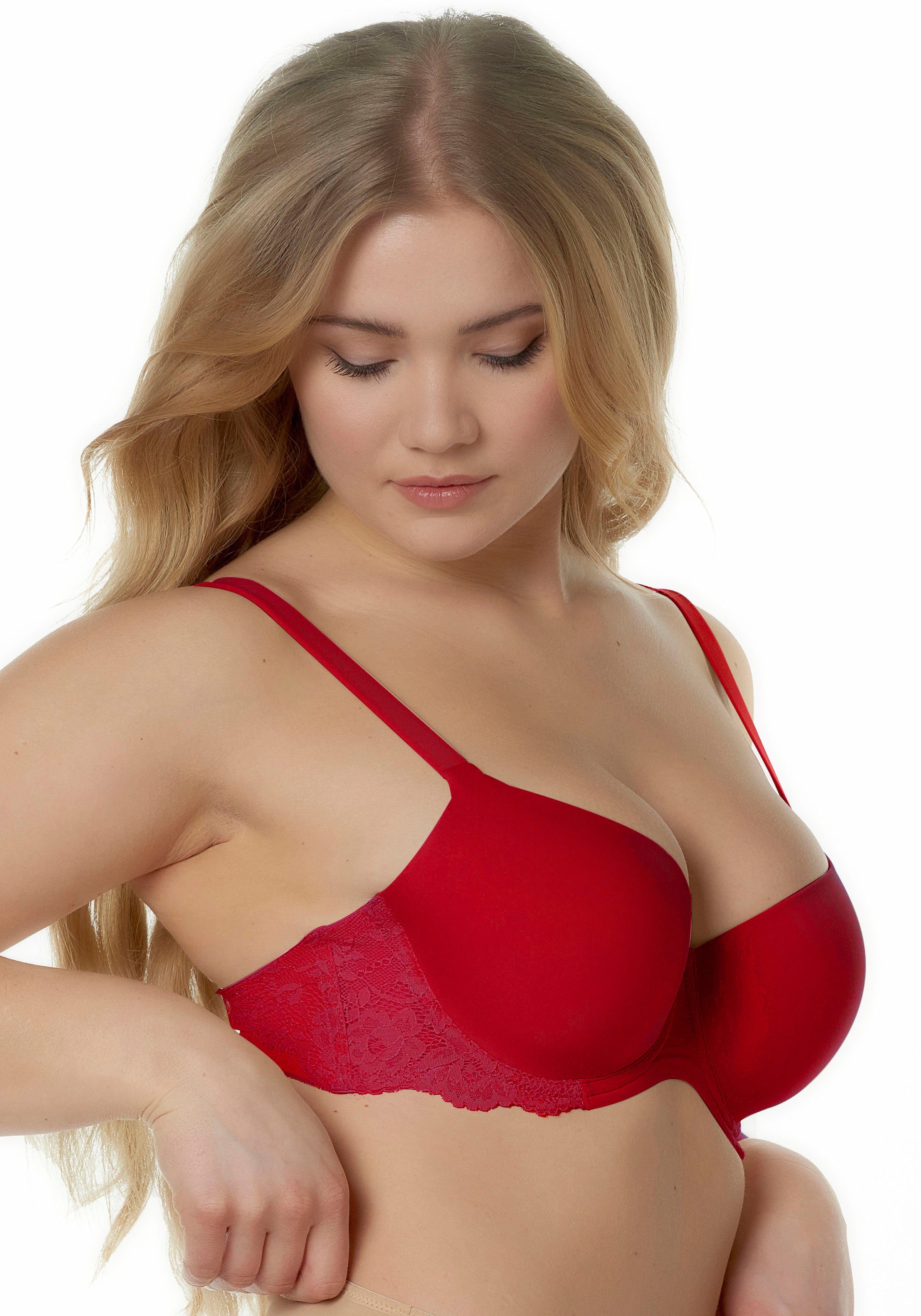 After Eden D-cup & up T-Shirt-BH LIV verstellbare Träger, mit Schale, mit Bügel, mit Spitze, feminin
